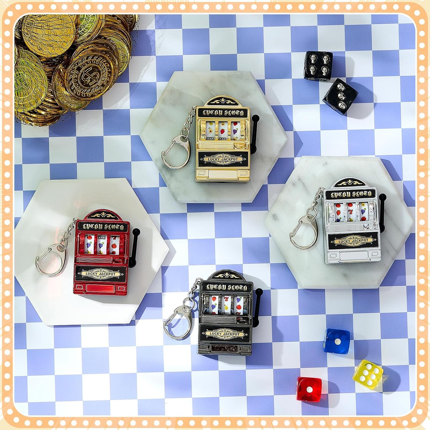 Panelee Slot Machine Keychain Bulk Las Vegas Keychains Mini Casino Kawaii Decoration for Las Vegas Carnival Party Gifts image 5