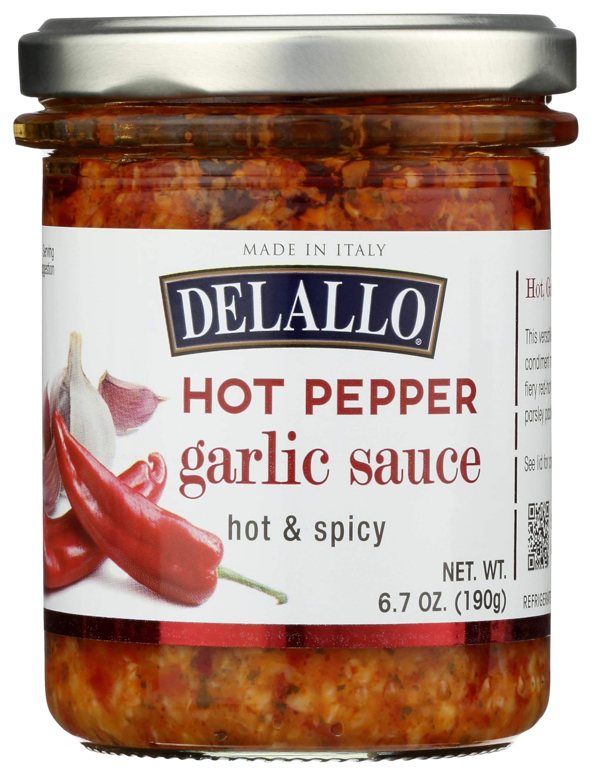 Delallo, Hot Pepper Garlic Sauce Hot & Spicy, 6.7 Ounce
