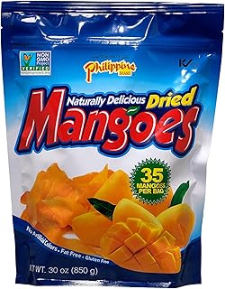 Philippine Dried Mangoes - Premium Cebu Dried Mango Slices from Philippines, Sweetened Dried Fruit Snack Packs, Bulk 30oz