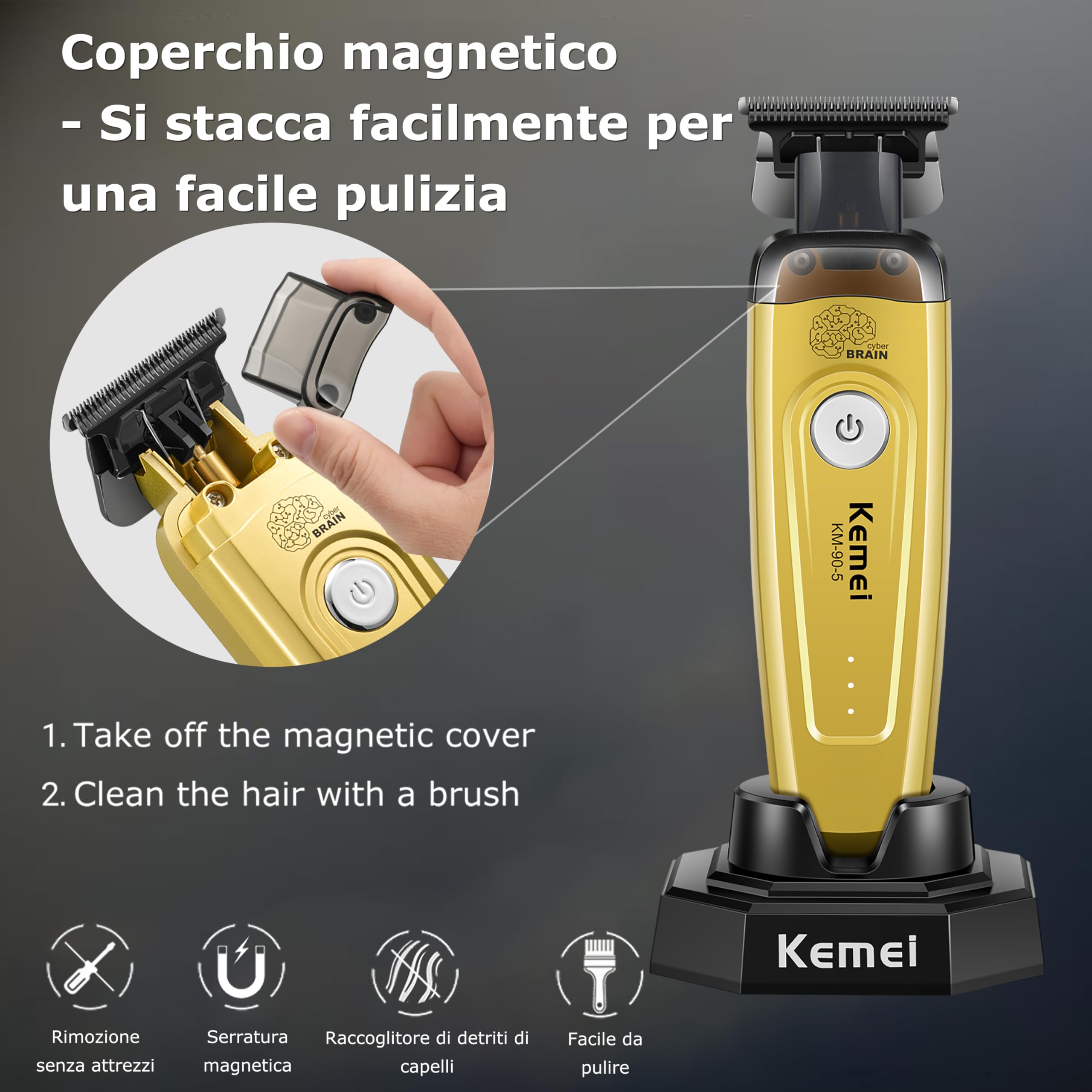 KEMEI 90-5 Trimmer senza fili per capelli e barba Zero Gap Trimmer per barbieri