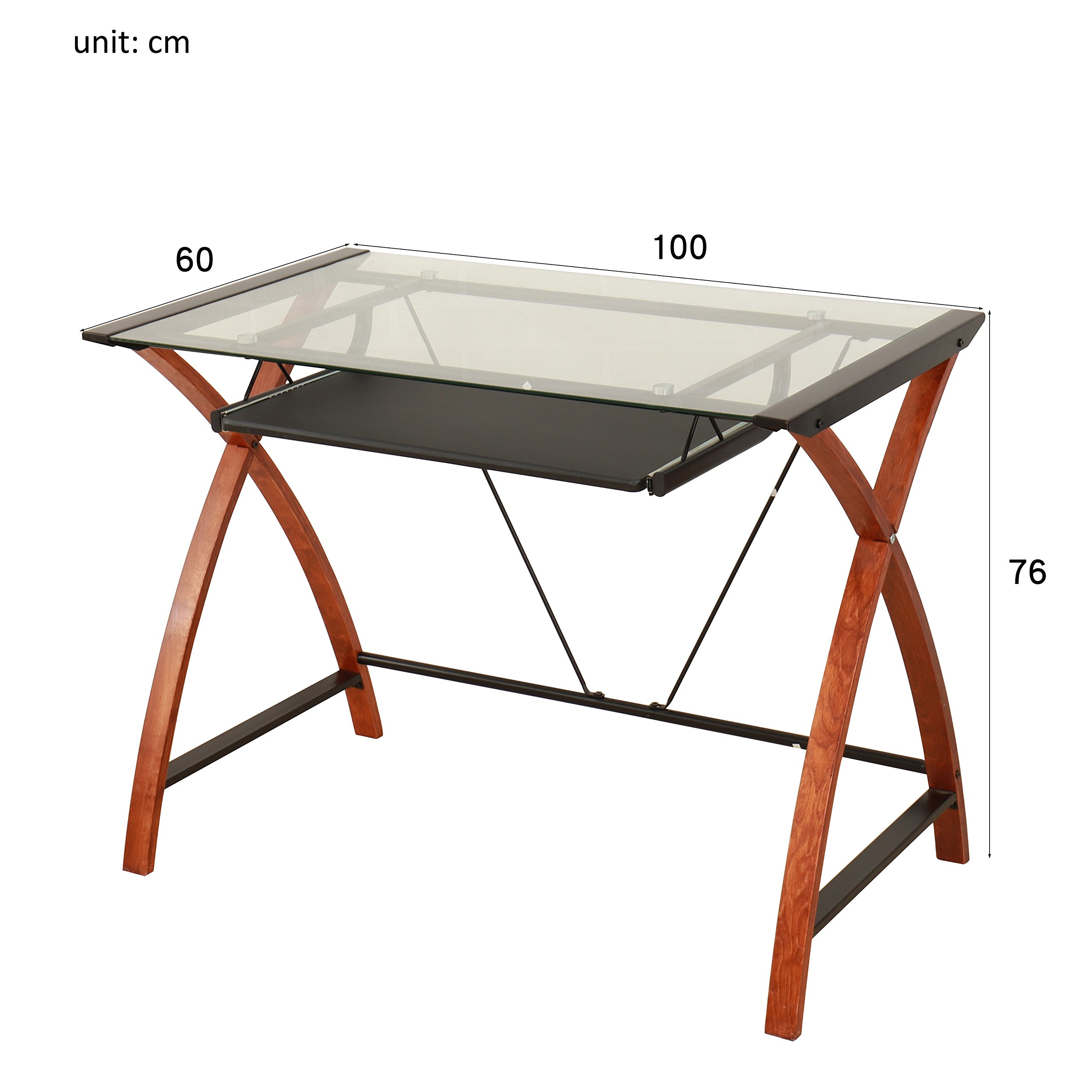 Cherry Tree Furniture HERMAN Tempered Glass Desk Computer Workstation