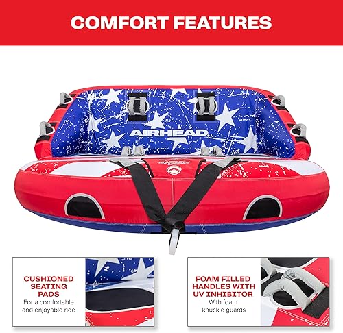Miniatura 72 de Airhead Tubo inflable remolcable Mable, modelos de 1-4 jinetes, puntos de remolque duales, cubierta completa de nailon, almohadillas de espuma EVA