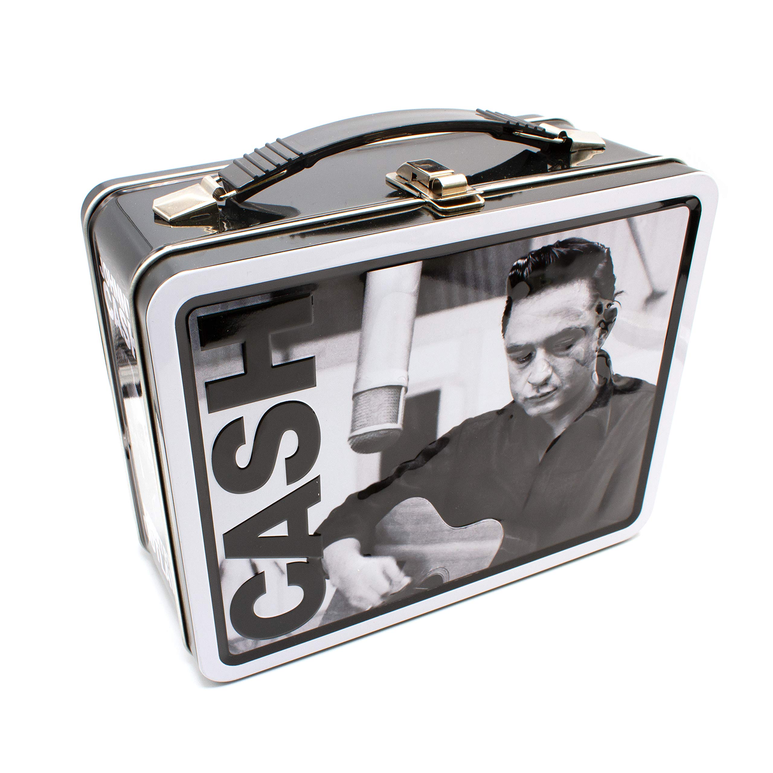 AQUARIUS Johnny Cash Fun Box - Sturdy Tin Storage Box with Plastic Handle & Embossed Front Cover - Officially Licensed Johnny Cash Merchandise & Collectible Gift