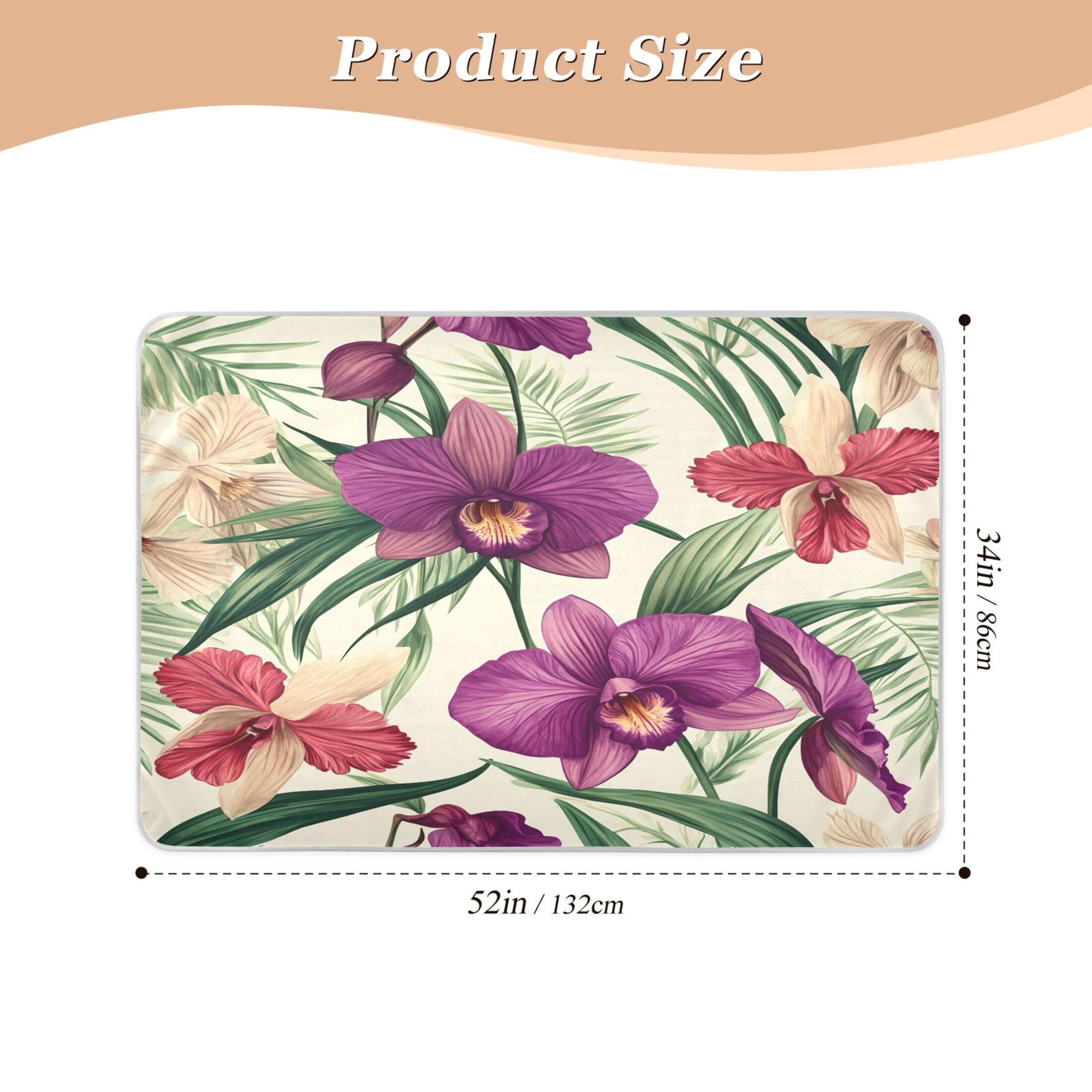 Takiito Orchids Exotic Flowers Bed Pad Reusable Bed Underpad Washable Waterproof Leak-Proof Quick Dry Incontinence Pee Pad for Toddlers Kids Adults Pets 34x52 in