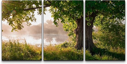 Lienzo de 3 piezas, arte contemporáneo, decoración de pared moderna, cascada y flores