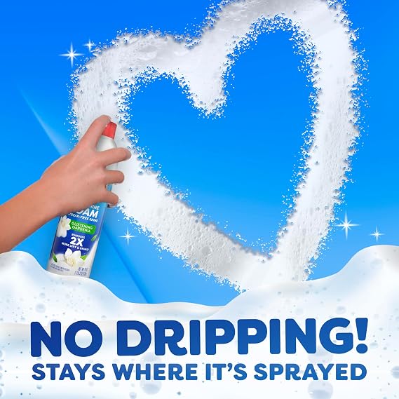 Windex Fast Shine Foam Glass Cleaner, No-Drip Windows, Doors, Mirrors, Countertops Aerosol Cleaning Spray, Streak-Free Shine, Removes Fingerprints, Dust, Dirt, Gardenia Scent, 19 oz (Pack of 6)