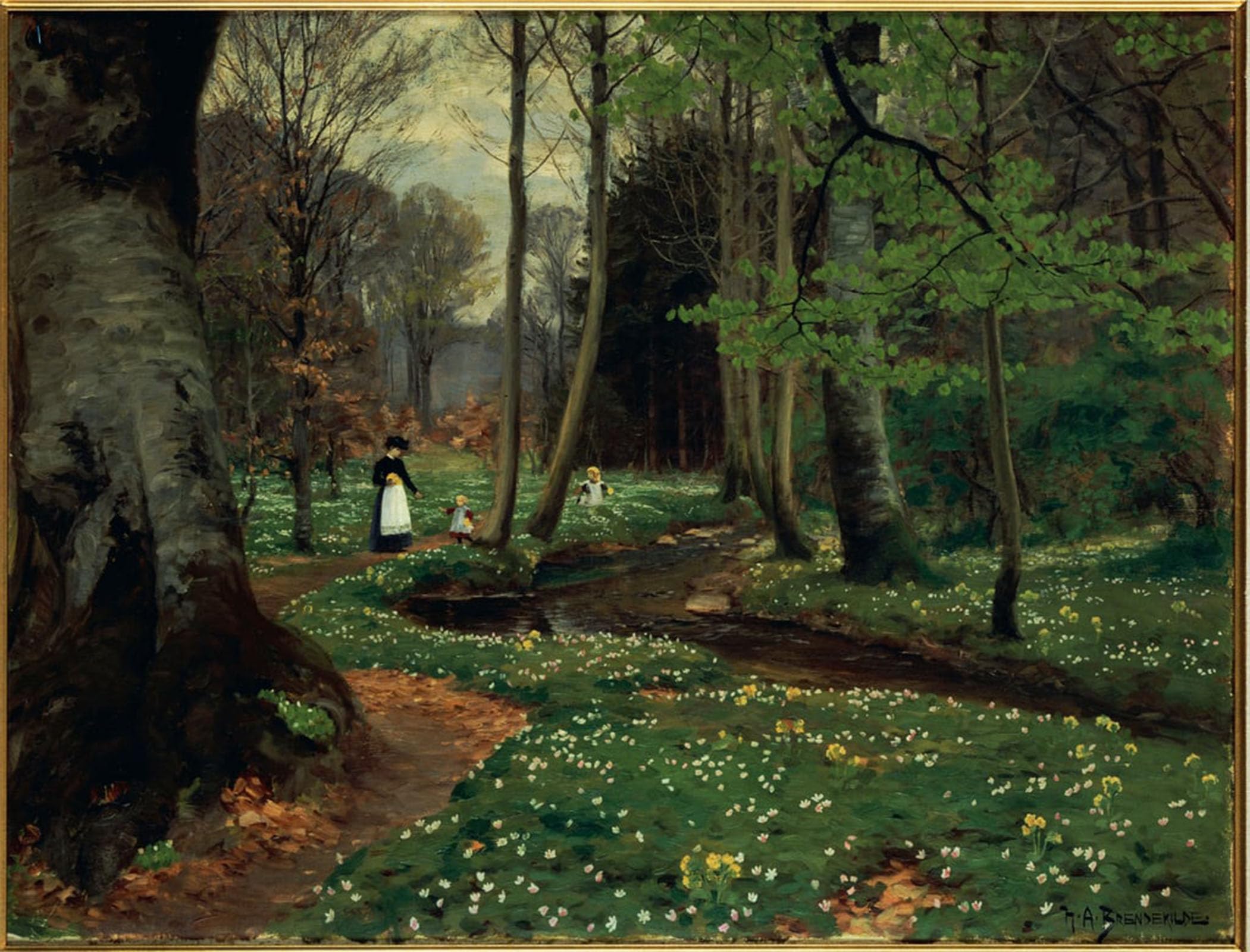 RZHRHJES Vintage Picture Wall Picture Painting Print Poster the Woodland Path by Hans Andersen Brendekilde Abstract Wall Art Painting for Office Decor 60x90cm