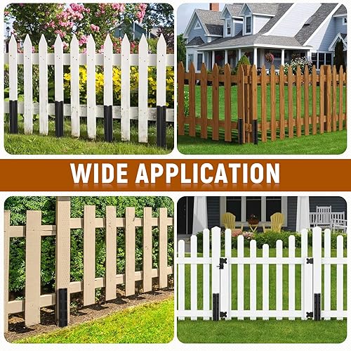 Miniatura 7 de SDSNTE 14 estacas de reparación de postes de valla de acero para reparación de postes de valla dañados puertas y más con kit de instalación incluido