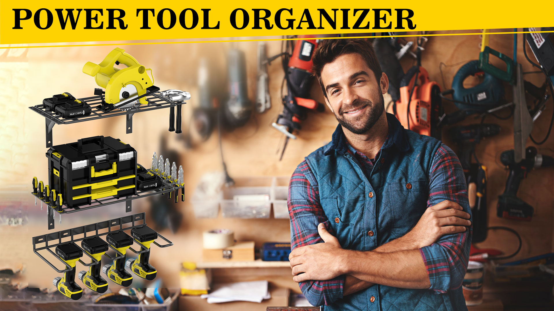 ENONCI 2 Pack Power Tool Organzier Wall Mount, Thicked Heavy Duty