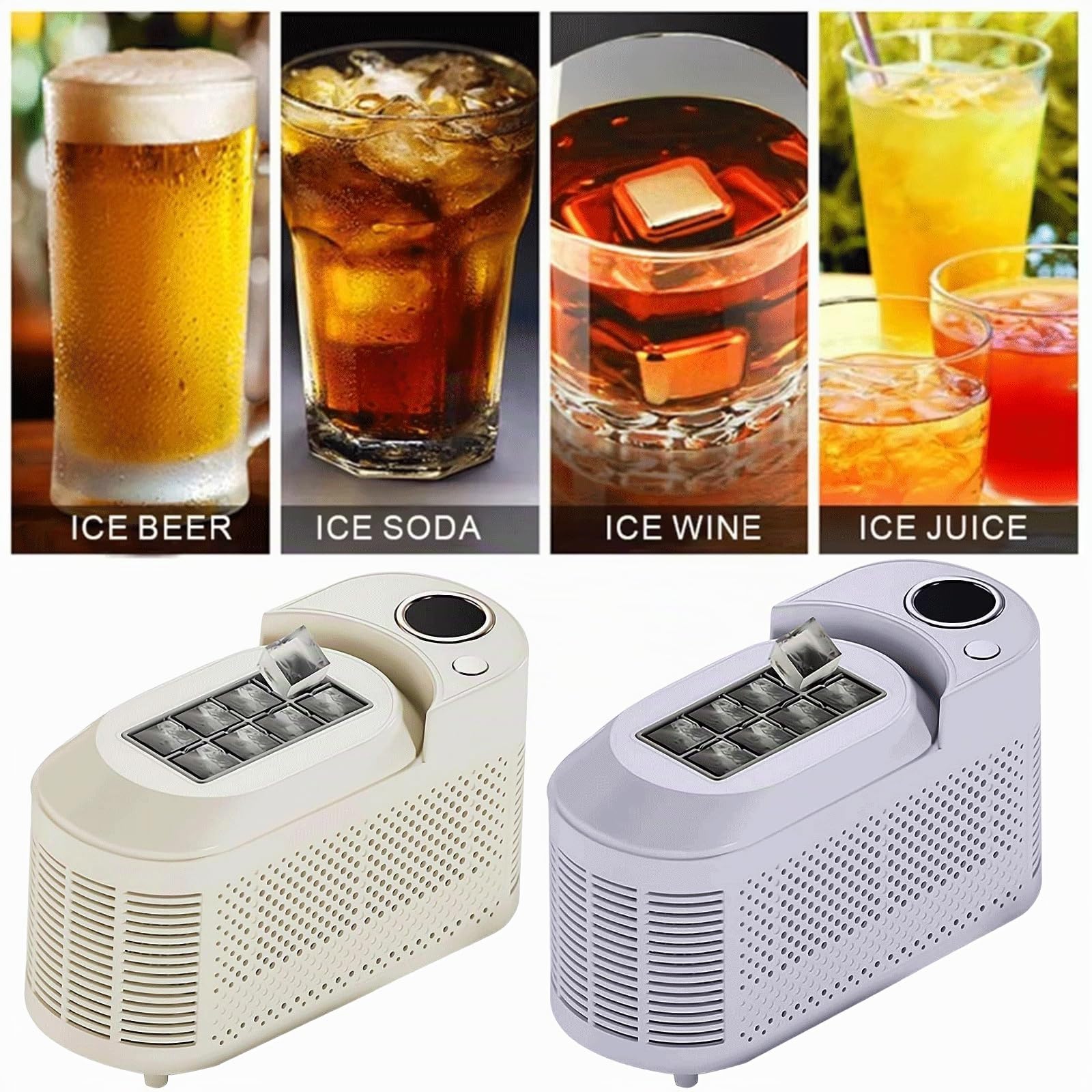 Máquina De Hielo De 8 Cubos En 10 Minutos, Silenciosa Máquina De Hielo Encimera, Máquina De Hielo Portátil Para Camping, Coche, Hogar Y Oficina (Morado)