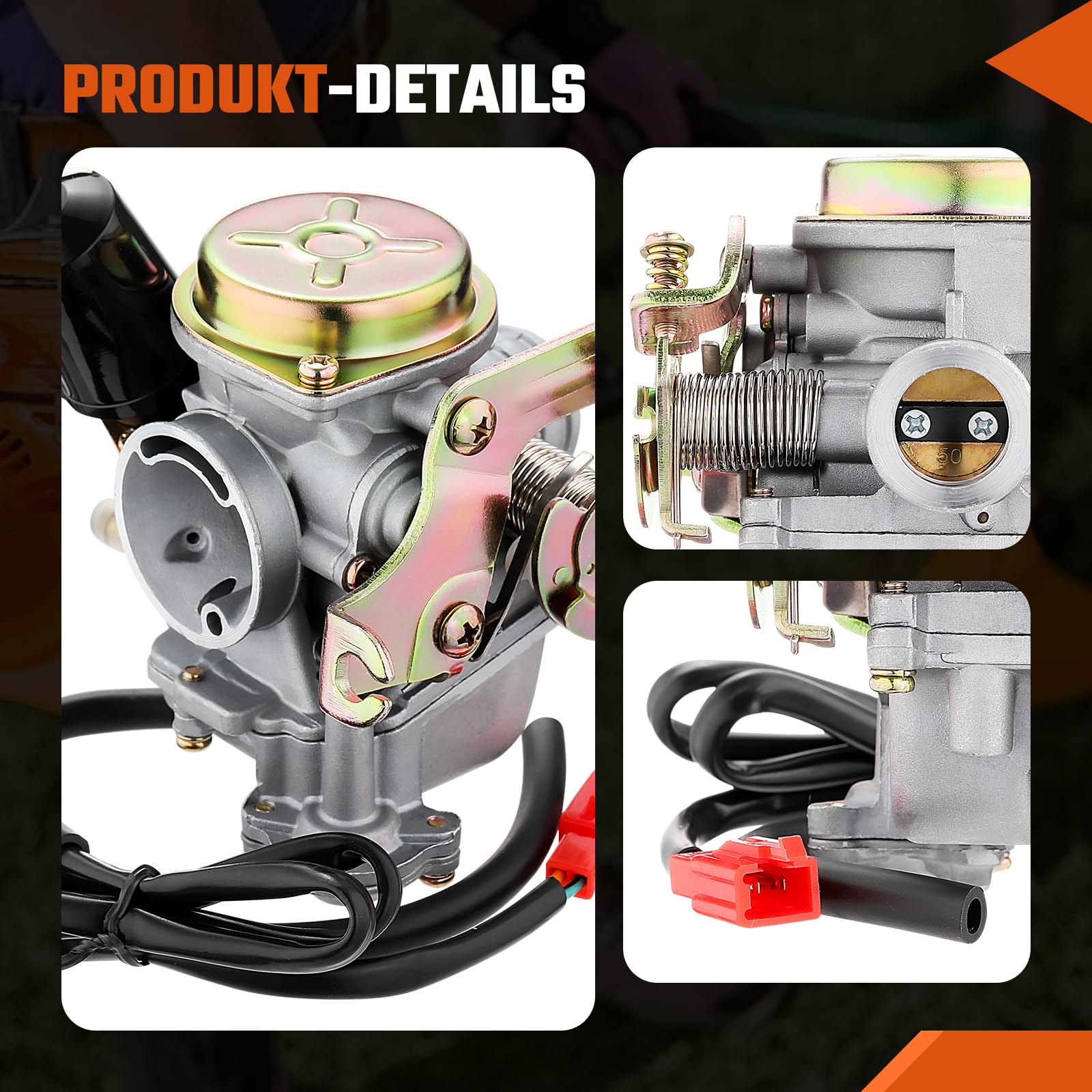 GEARMONSTER 18mm Roller Vergaser Vergaser und Ansaugstutzen für Rex RS 400/RS 450/RS 460/GY6 50cc/GY6 60cc Inkl. E-Choke