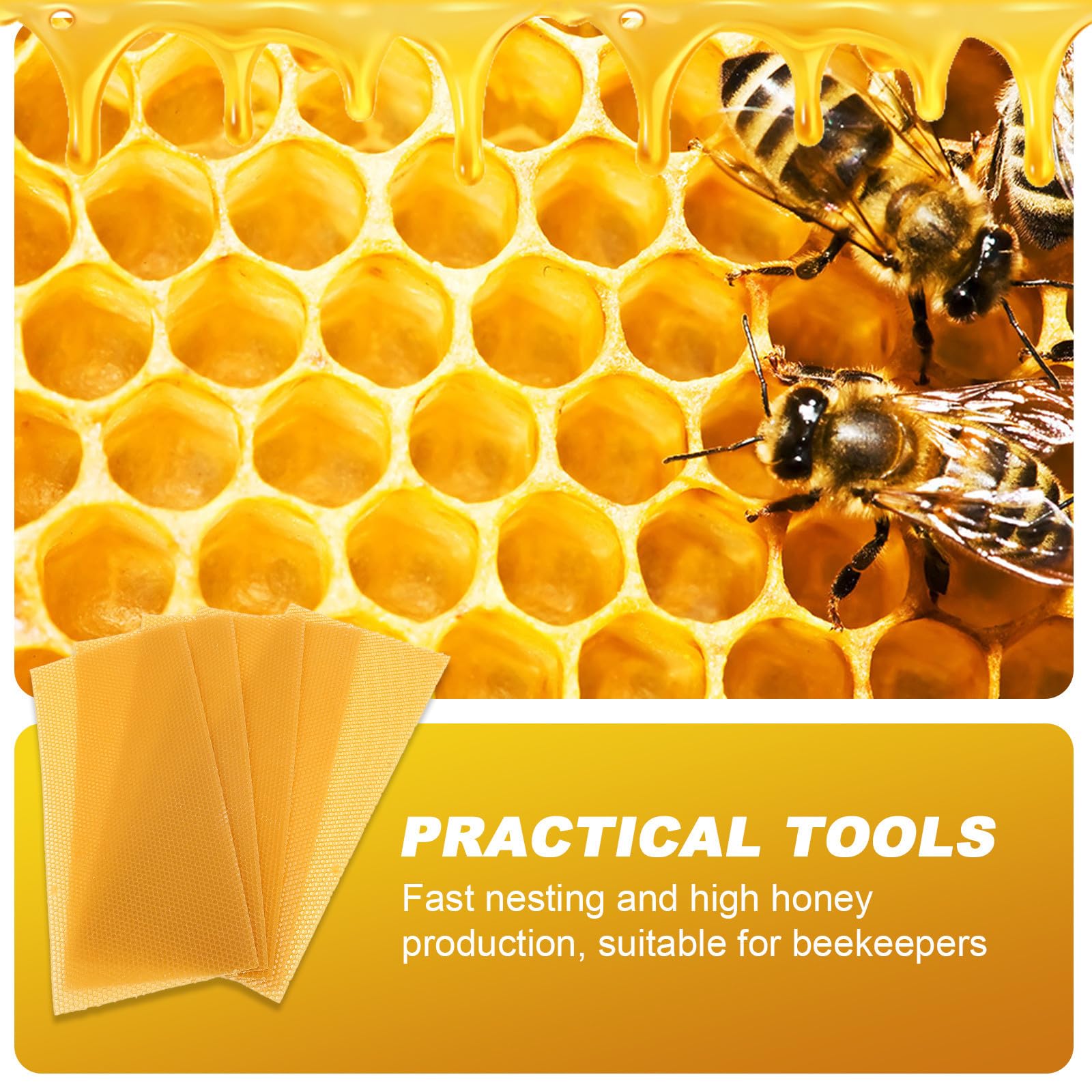 VALICLUD 30 Pezzi Foglio Cera D'api Beehive Wax Foundation Sheet in Cera D'api, Giallo, e Costruzione del Favo, per Apicoltori