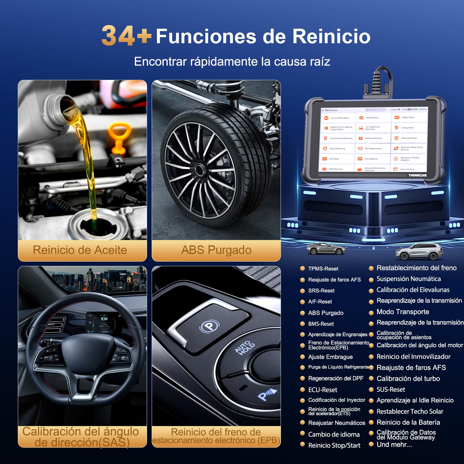 ThinkScan 689 Diagnosis Coche Multimarca de Todos Sistema | OBD2 Diagnosis Coche con 34+ Funciones de Reinicio, OBD2 Diagnóstico para Control Bi-Direccional/Codificación ECU