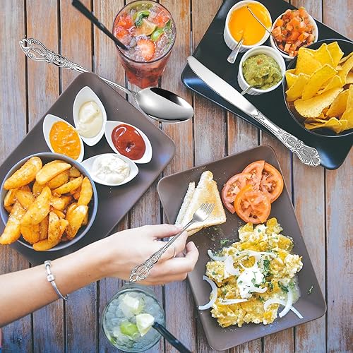 Miniatura 4 de Gorgeous Retro Royal - Juego de cubiertos de acero inoxidable de 20 piezas, juego de cubiertos de acero inoxidable antioxidante, incluye cuchara