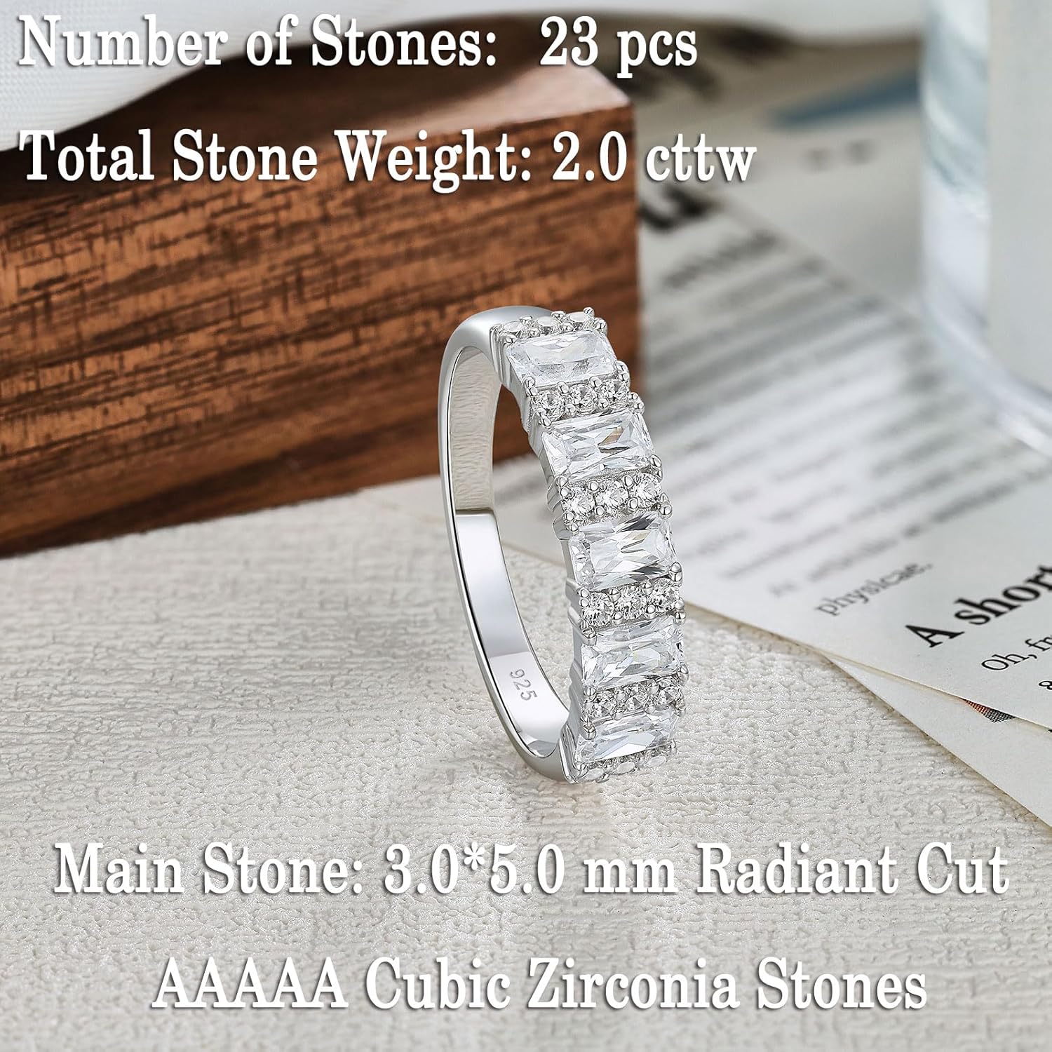 Newshe Jewellery Wedding Band Eternity Ring for Women Cubic Zirconia Twisted 925 Sterling Silver Engagement Rings Bridal Anniversary Size 5-10 - Image 3