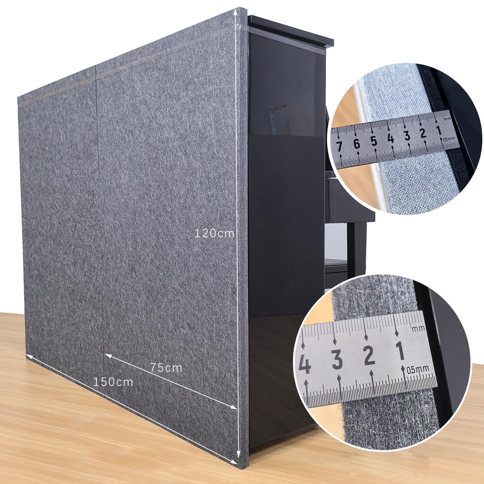 Pannello fonoassorbente posteriore per pianoforte verticale, assorbitore di suono per il retro del pianoforte, pannello isolante leggero e ammortizzante, disponibile in 3 materiali(Fabric)