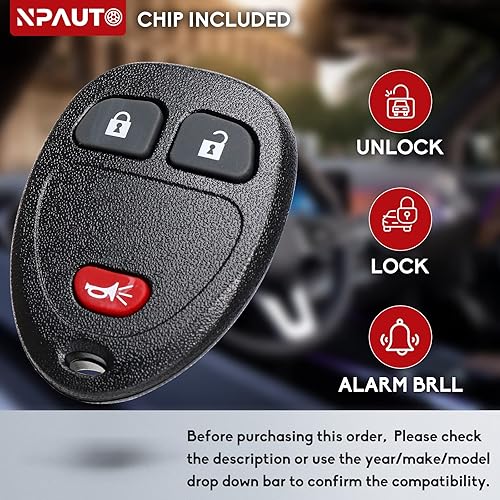 Miniatura 2 de NPAUTO 2 Piezas Llavero con Llave de Encendido de Repuesto para Chevy Silverado 1500 2500 Equinox Traverse Tahoe Avalanche Suburban GMC Sierra