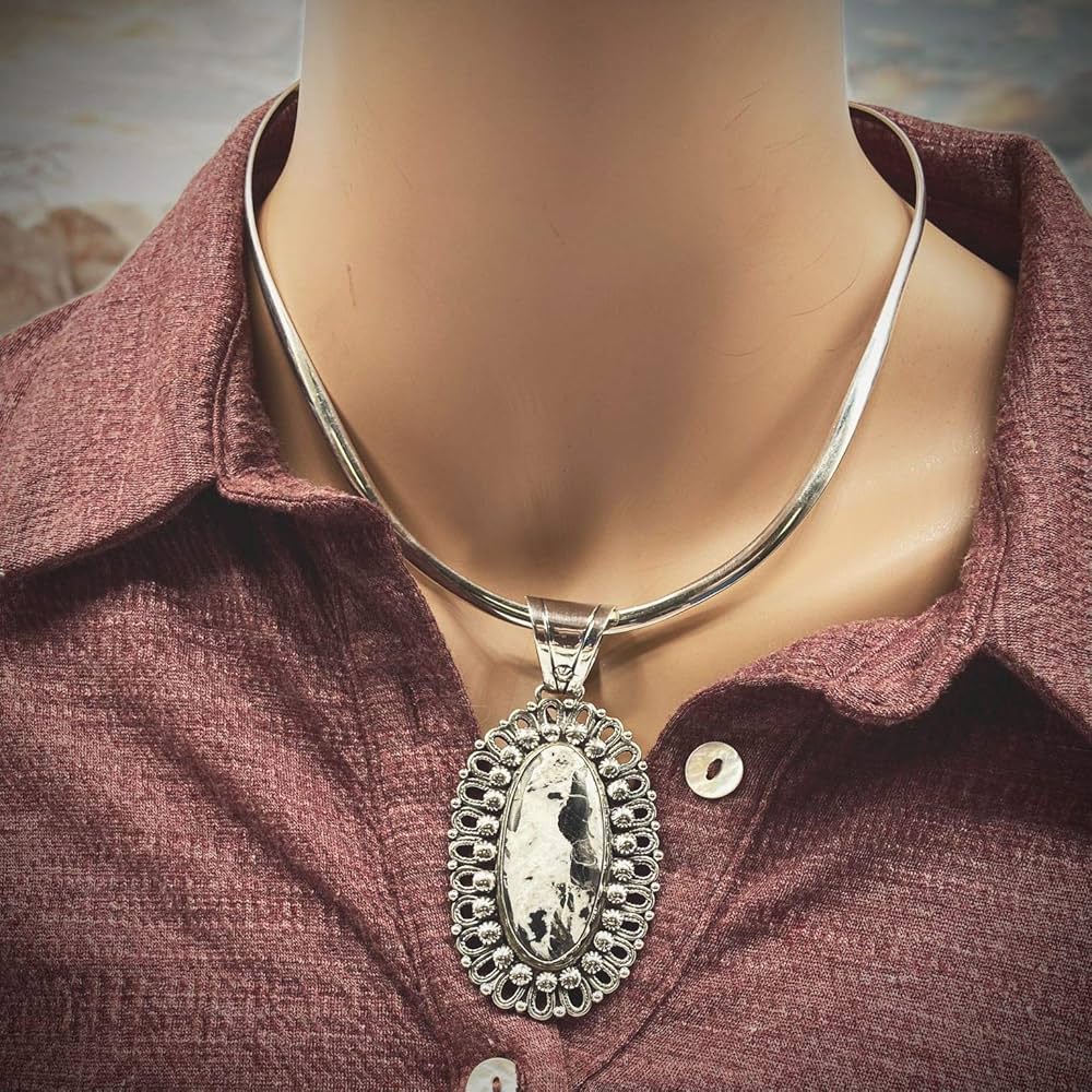 Amazon.com: Genuine White Buffalo Stone Statement Pendant
