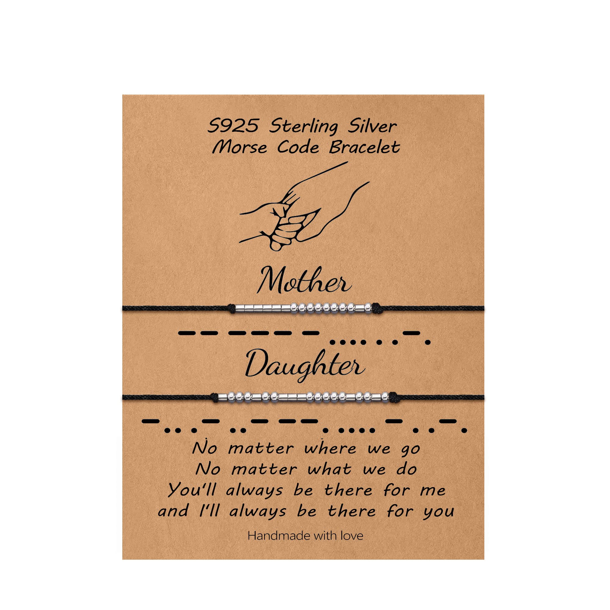 IeftopS925 Sterling Silver Morse Code Bracelets for Women, 2pcs Morse Code Bracelets Set Pinky Promise Matching Bracelets for Couples Friends Friendship Bracelets Valentine's Day Birthday Gifts for Women