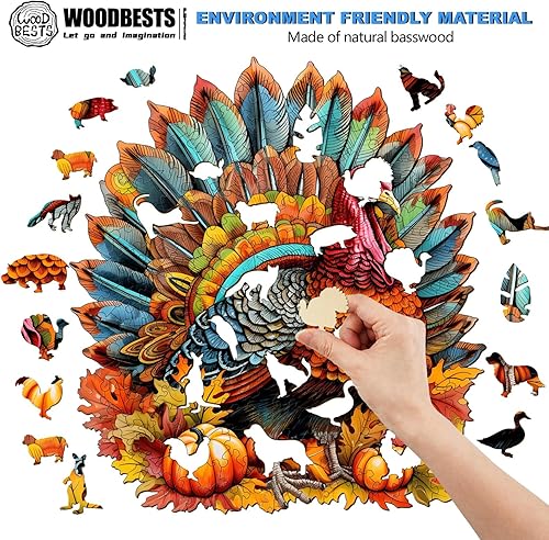 Miniatura 2 de WOODBESTS Rompecabezas de madera para adultos, colorido rompecabezas de pavo (M, 200 piezas, 11.4 x 10.3 pulgadas), hermosa caja de madera,