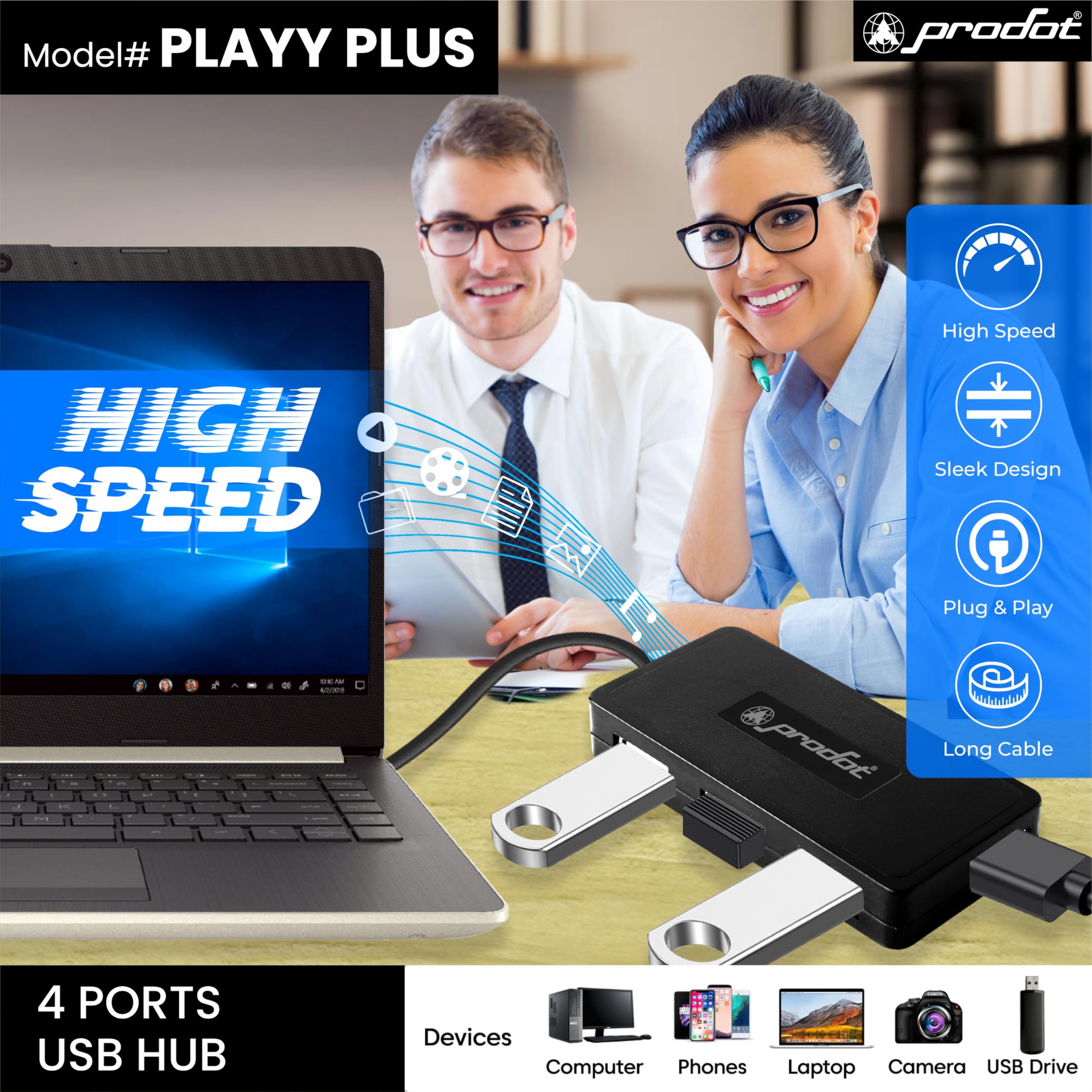 Prodot 5-in-1 Wired Combo Pack | Wired Keyboard + Comfy Optical Mouse + 4 in1 Port USB Hub + Type C OTG + Anti-Slip Mouse Pad | for Laptop/Desktop/Windows — Amazon image 5