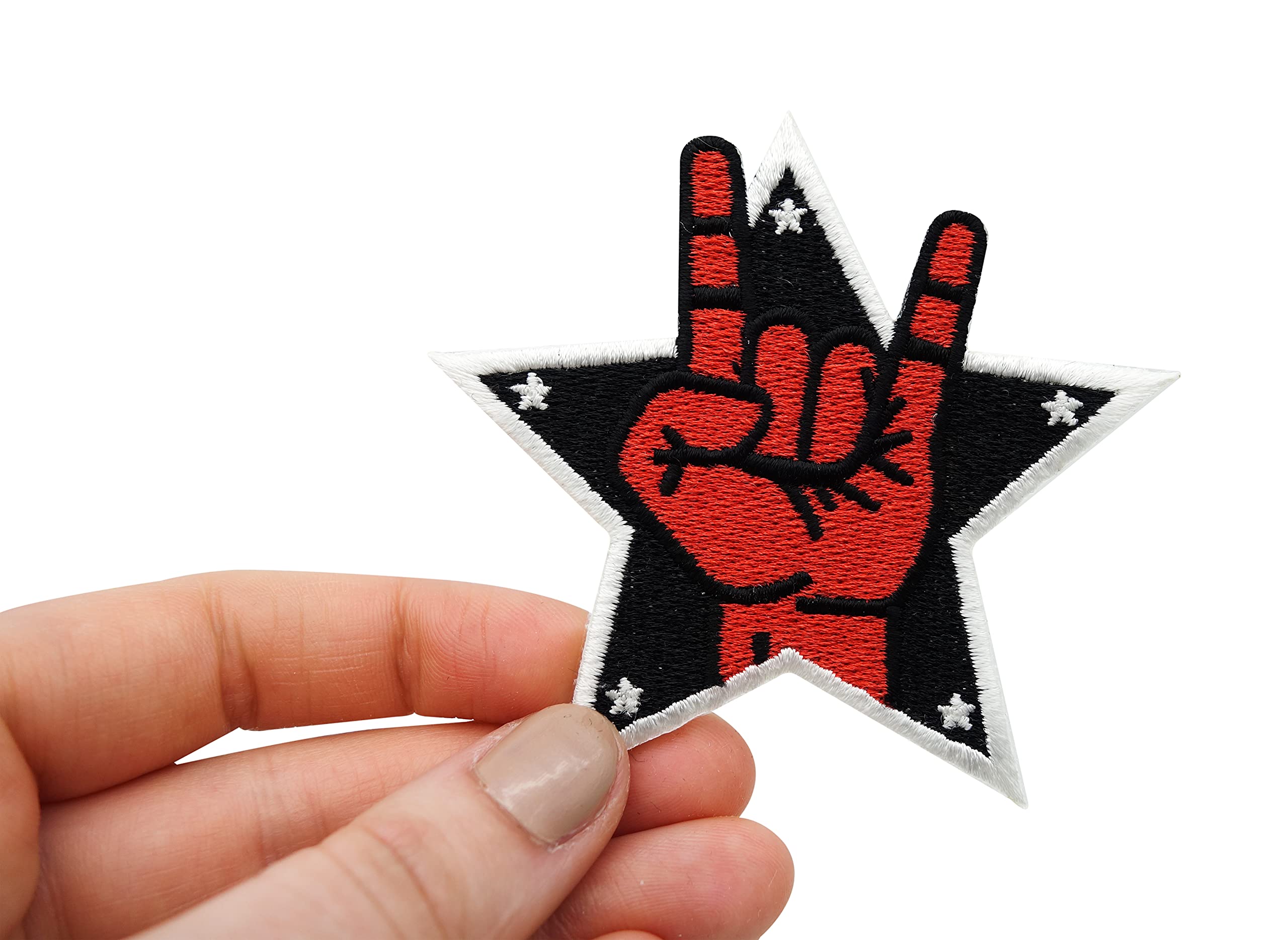 Lapjes Appliqués Geborduurde ROCK AND ROLL Strijkpatch - Rocker Patch met Gitaar Strijkafbeeldingen Rockabilly Cadeau Rock 'n Roll Embleem om op te