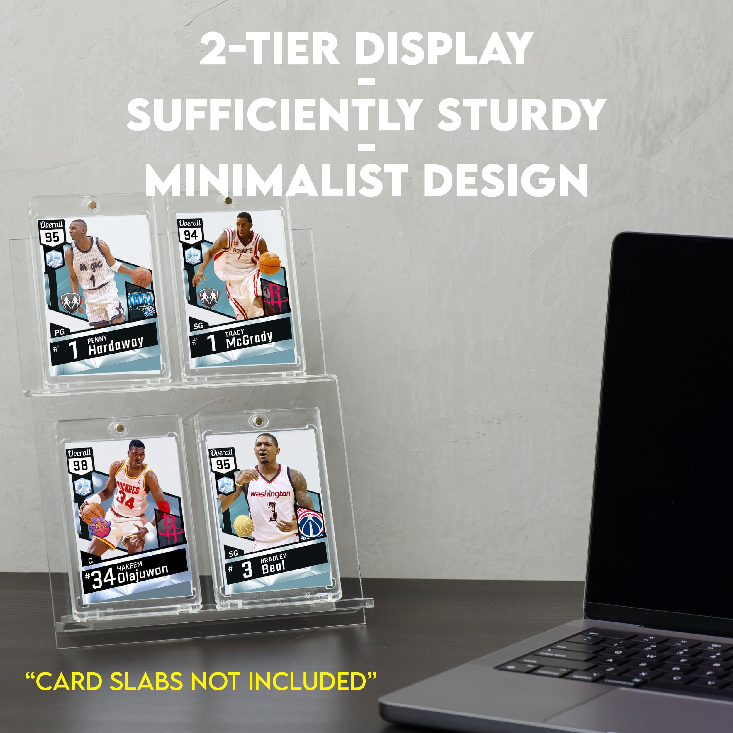 tabletop card display case Pennzoni 1/2 Table Top Display Case w/ 2 Legs, Acrylic Baseball Card Show Case, Walnut main image 0