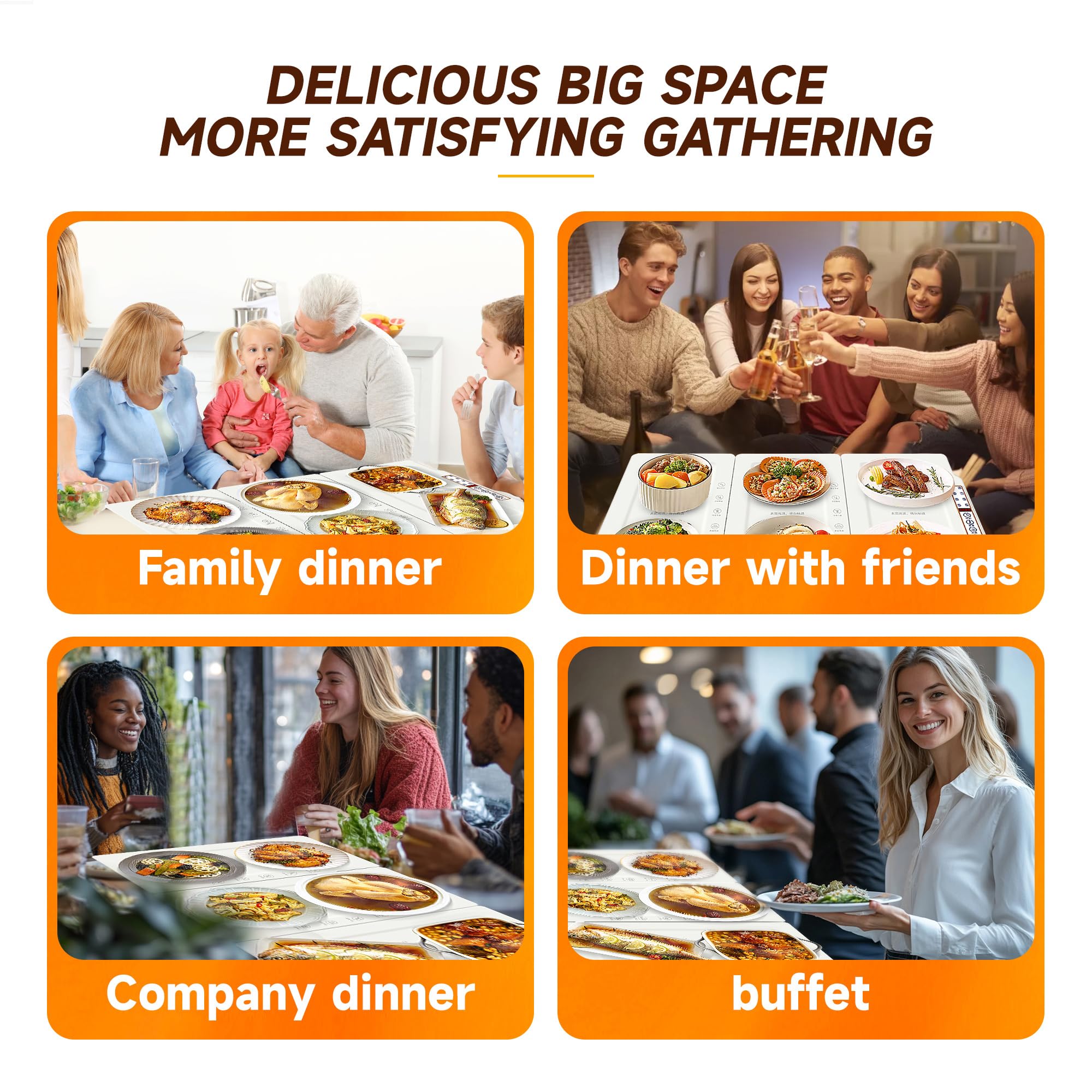 TOPRATED Large Splicing Electric Warming Tray (25x15 inch), Metal Foldable and Portable Heating Warmers Food Warming Mat for Kitchen,Parties, Buffet, Restaurant, Family dinner,Countertop — Amazon image 8