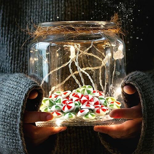 Miniatura 3 de Giegxin 60 caramelos de Navidad para manualidades, adornos de menta de plástico, adornos de menta, mini caramelos falsos para colgar en árboles,