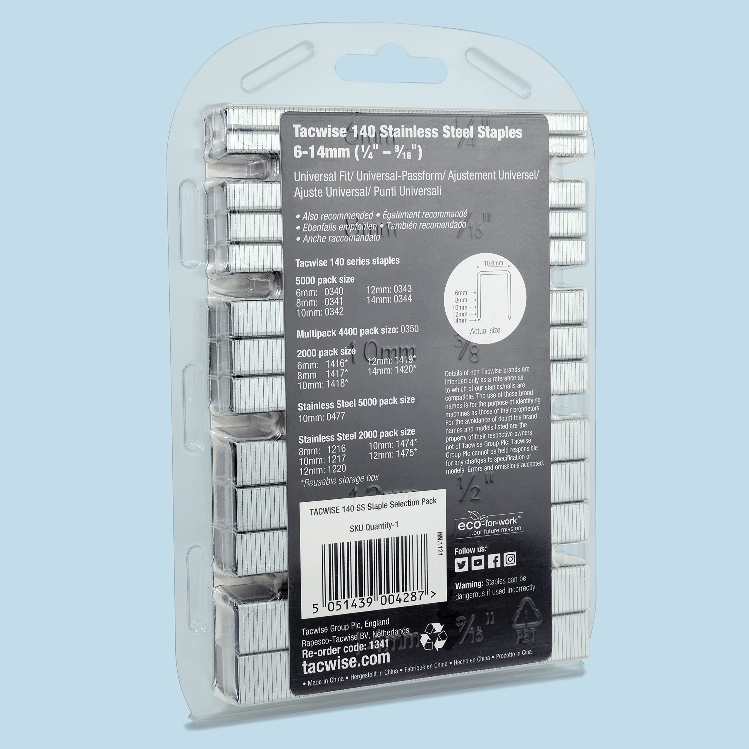 Tacwise 1341 Punti in Acciaio Inox Professionali, Tipo 140 da 6mm a 14 mm, Confezione da 4400
