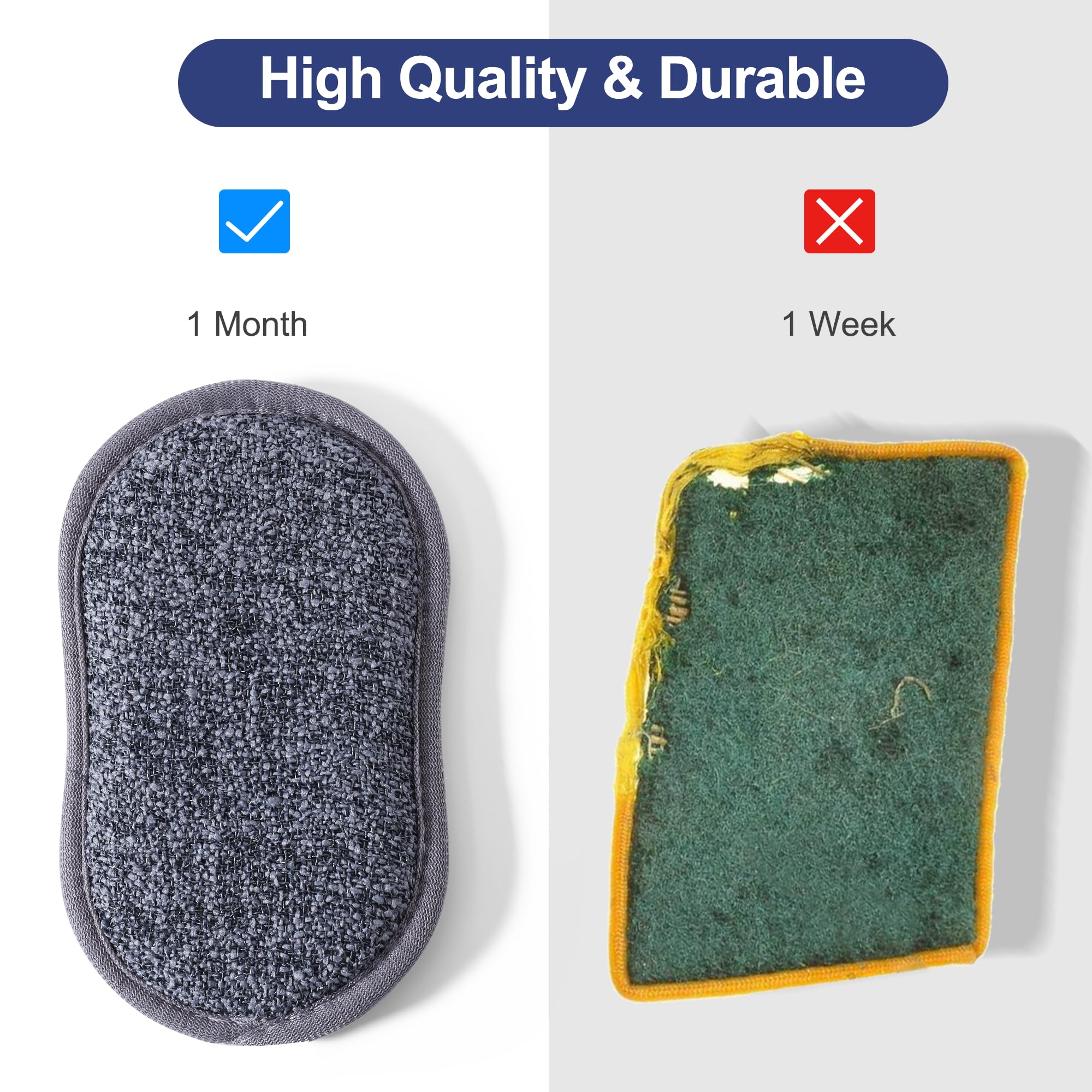 Esponjas multiusos para cocina, esponjas de microfibra de doble cara, estropajo de platos antiarañazos, esponjas de limpieza duraderas para platos, ollas, sartenes, cocina (paquete de 6)