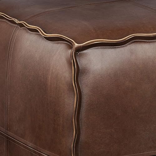 Miniatura 101 de SIMPLIHOME Brody - Puf cuadrado grande de 30 pulgadas de ancho, color gris envejecido, otomana de piel sintética vegana, reposapiés o asiento