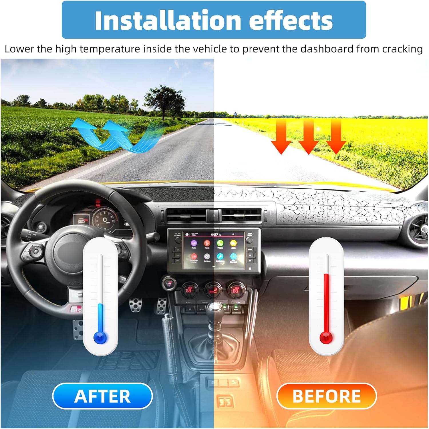 Dash Cover Mat Compatible with Toyota GR86 and Fit for Subaru BRZ 2022-2026 Dashboard Cover Mat Sunshade UV Rays Protector Interior Accessories