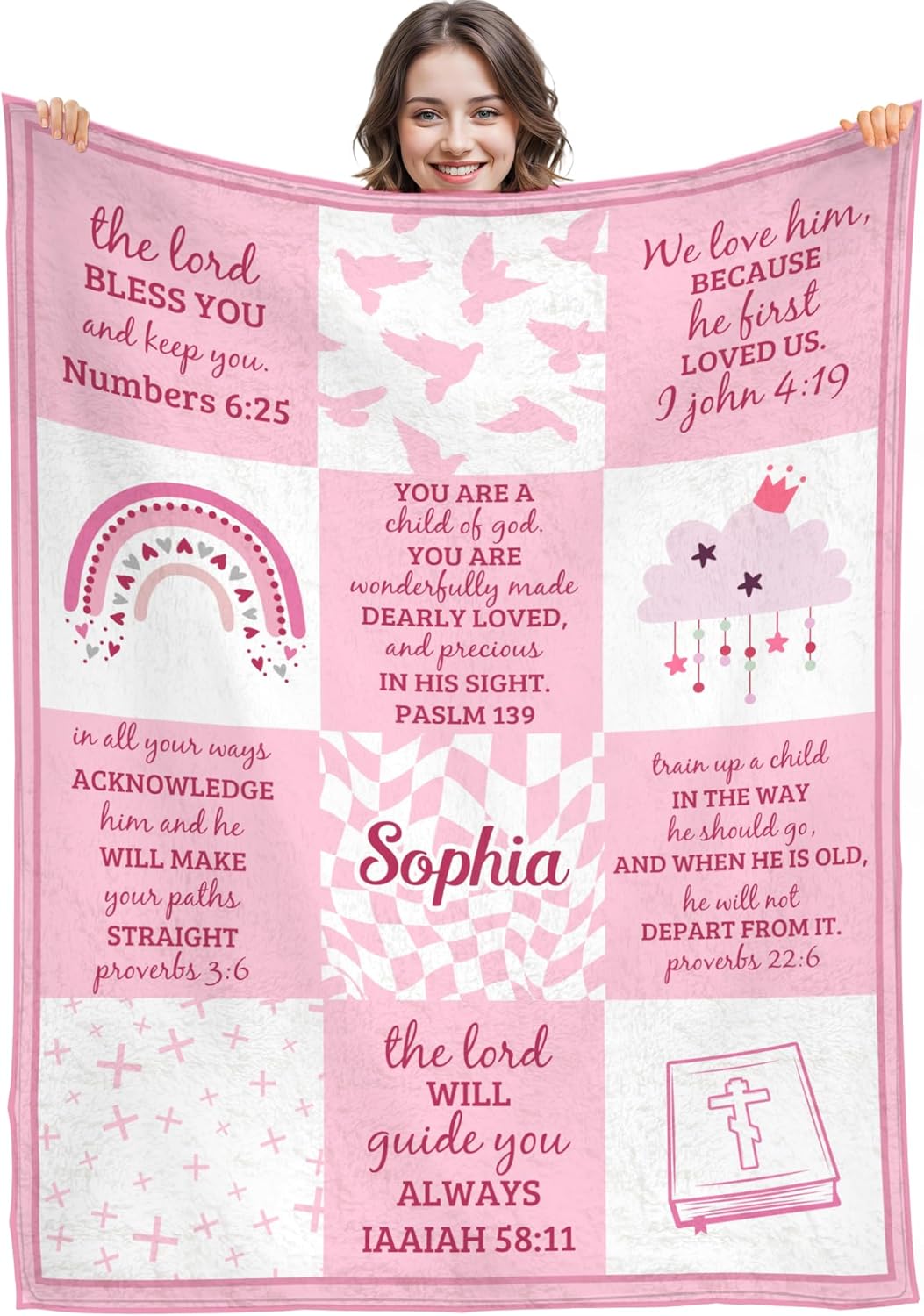 Artsadd Christian Gifts for Girl Custom Blankets with Name - I Am a Child of God Blankets - Personalized Throw Blanket Inspirational Religious Birthday Baptism Gift for Girls, 50x60 Inch