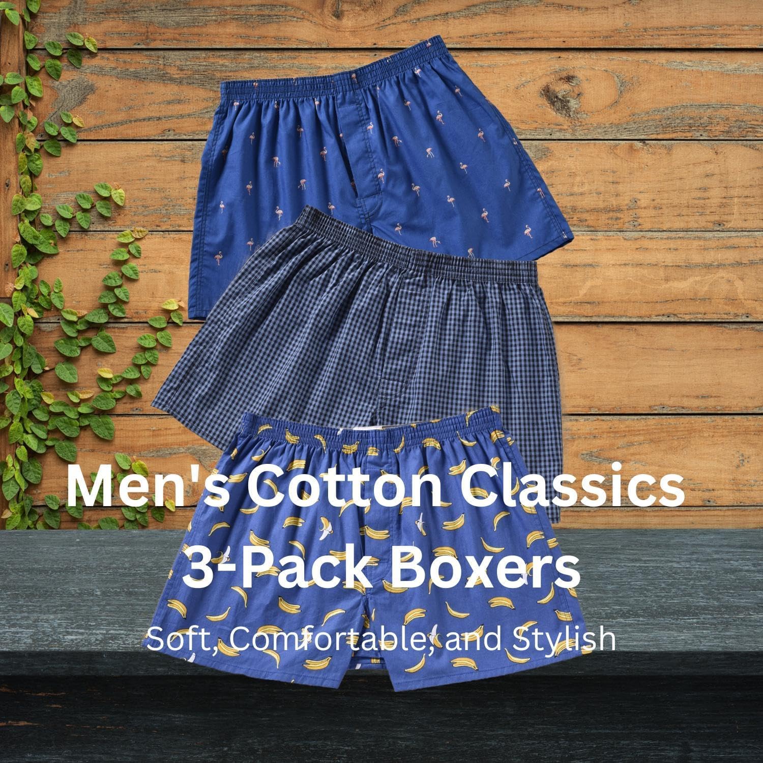 Mens Boxer Shorts for Men 100 Cotton Funny Sleep Short Inseam Woven Pattern Plaid Pajamas Multipacks - Image 5