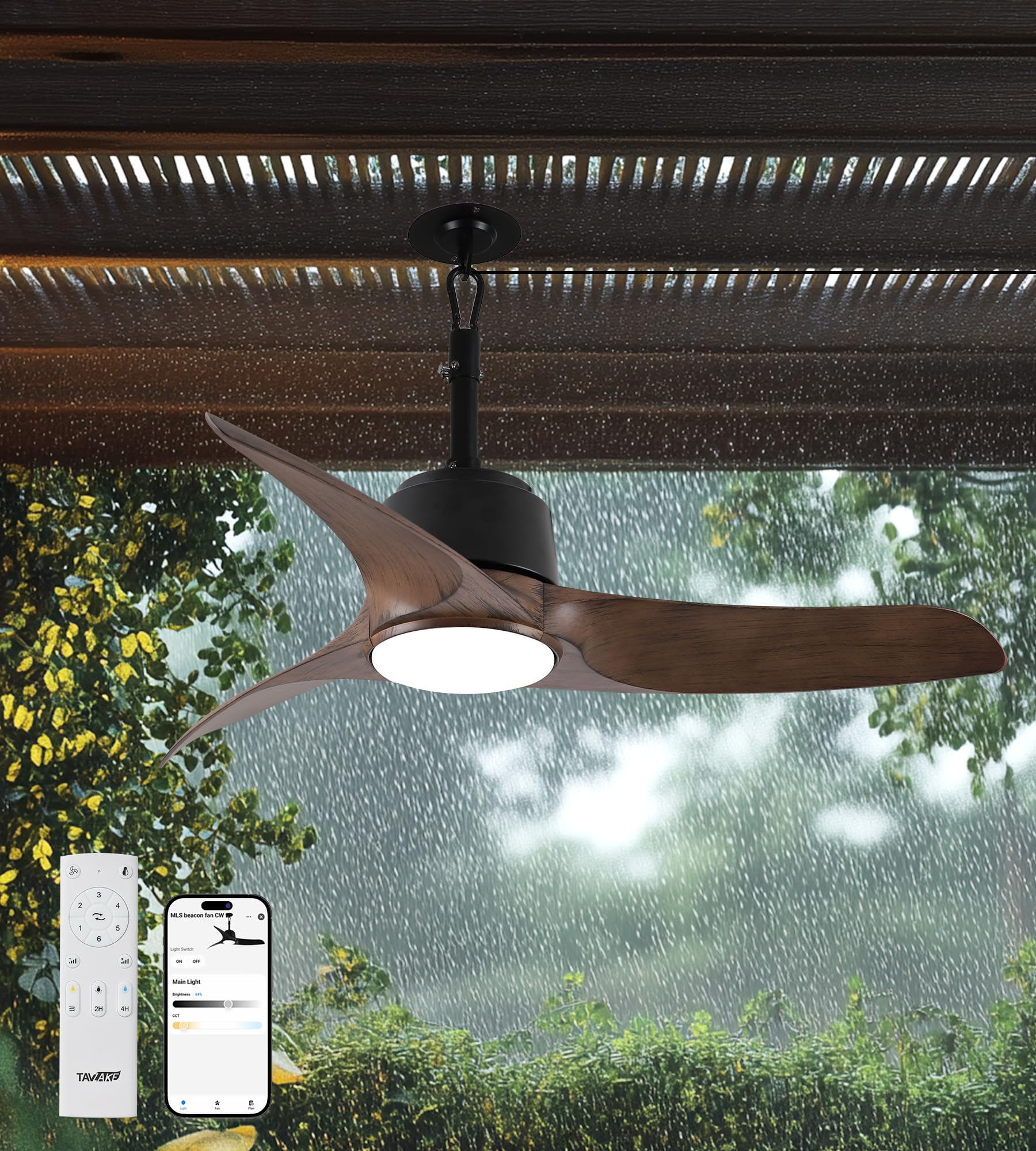 42 Outdoor Ceiling Fans with Lights and Remote Control IP66 Wet Rated Waterproof Ceiling Fan with 6-Speed DC — view 4