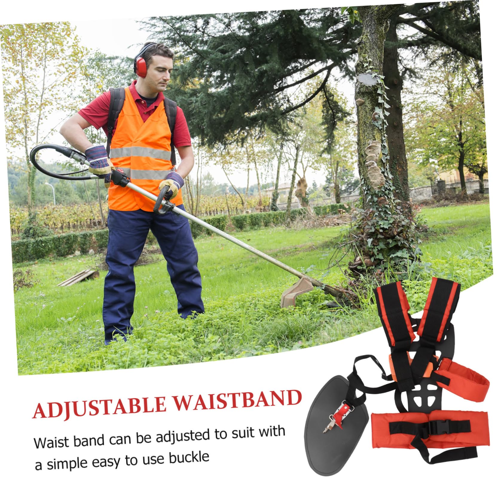BESPORTBLE Cinghia Doppia Spalla a Forma di W Imbottito Arancione per Decespugliatore e Potatore da Giardino Comoda e Resistente per Uso Esterno