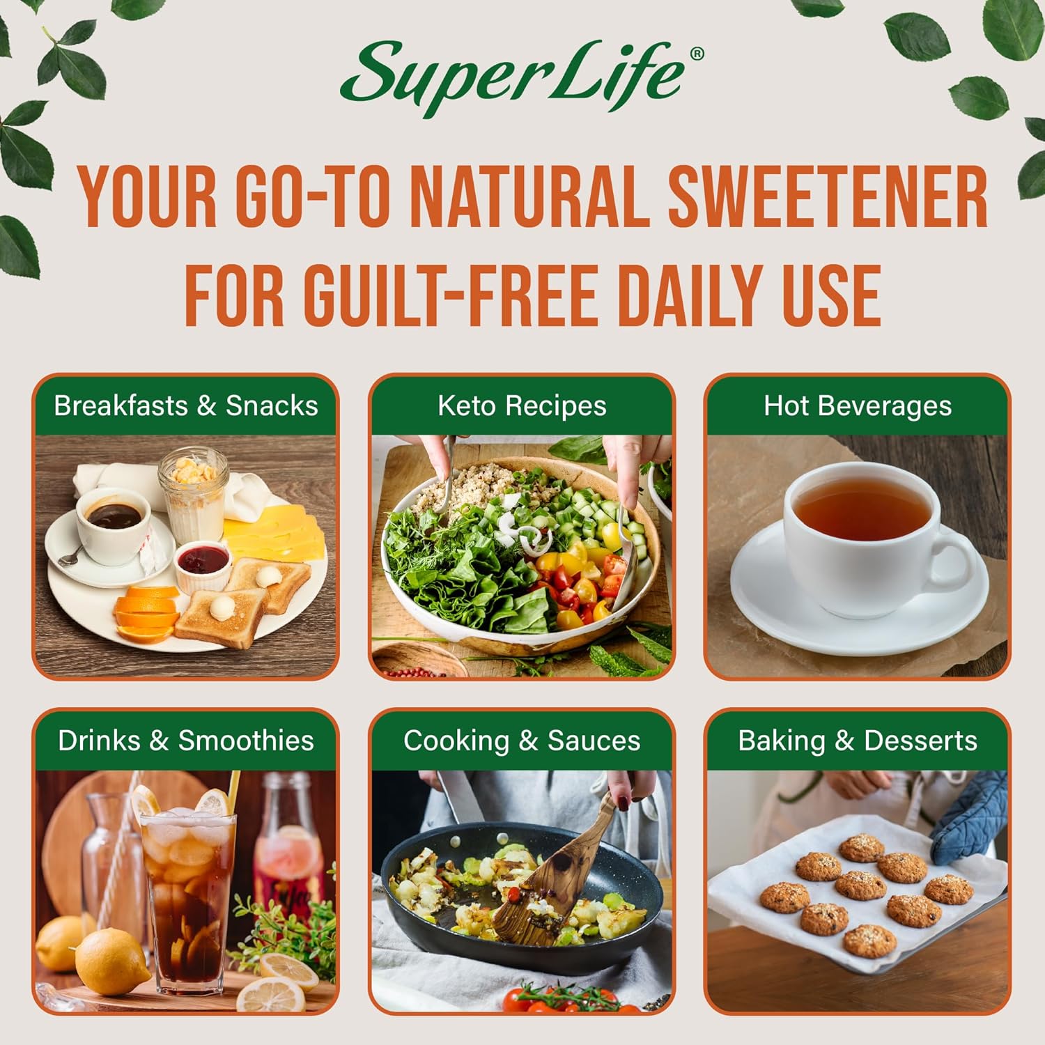 Super Life Stevia & Monk Fruit Sweetener – Low-Glycemic Index, Erythritol-Free Sugar Alternative for Baking, Beverages & Caramelizing | Non-GMO, Low-Calorie, Keto Diet Friendly – 8.8oz / 250g (8-Pack)
