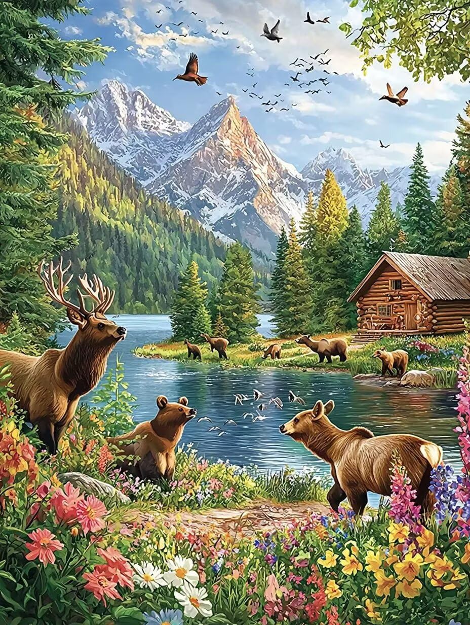 WEISHIWE Paesaggio animale Dipingere con i Numeri per Adulti, 70x90cm a-164 | Paint by Numbers Kit con Pennelli e Acrilico Pigmento, Fai da te Olio La Pittura di Numeri Kit, Decora la Casa, senza Cornice