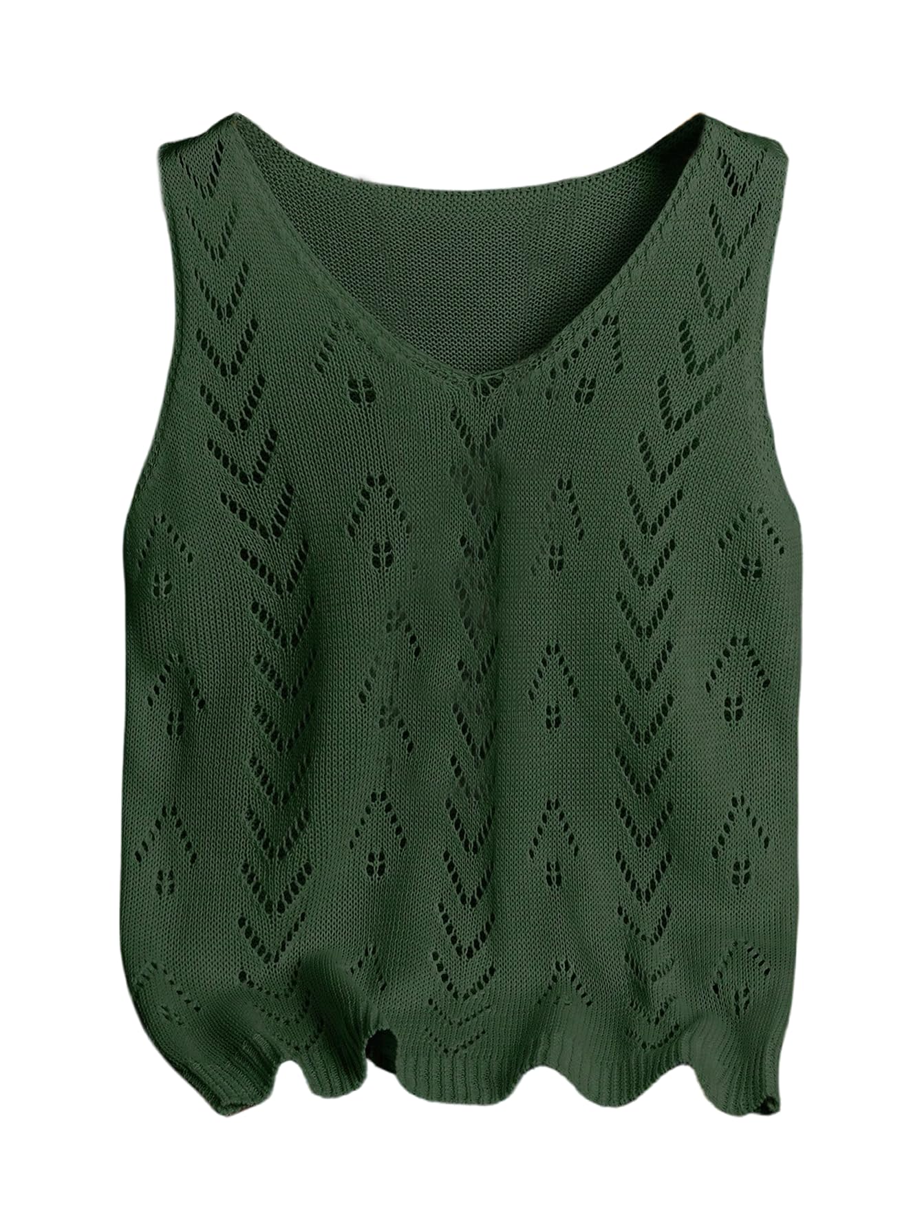 SOLY HUX Womens Sleeveless V Neck Sweater Vest Hollow Out Knit Tank Top Casual Pullovers