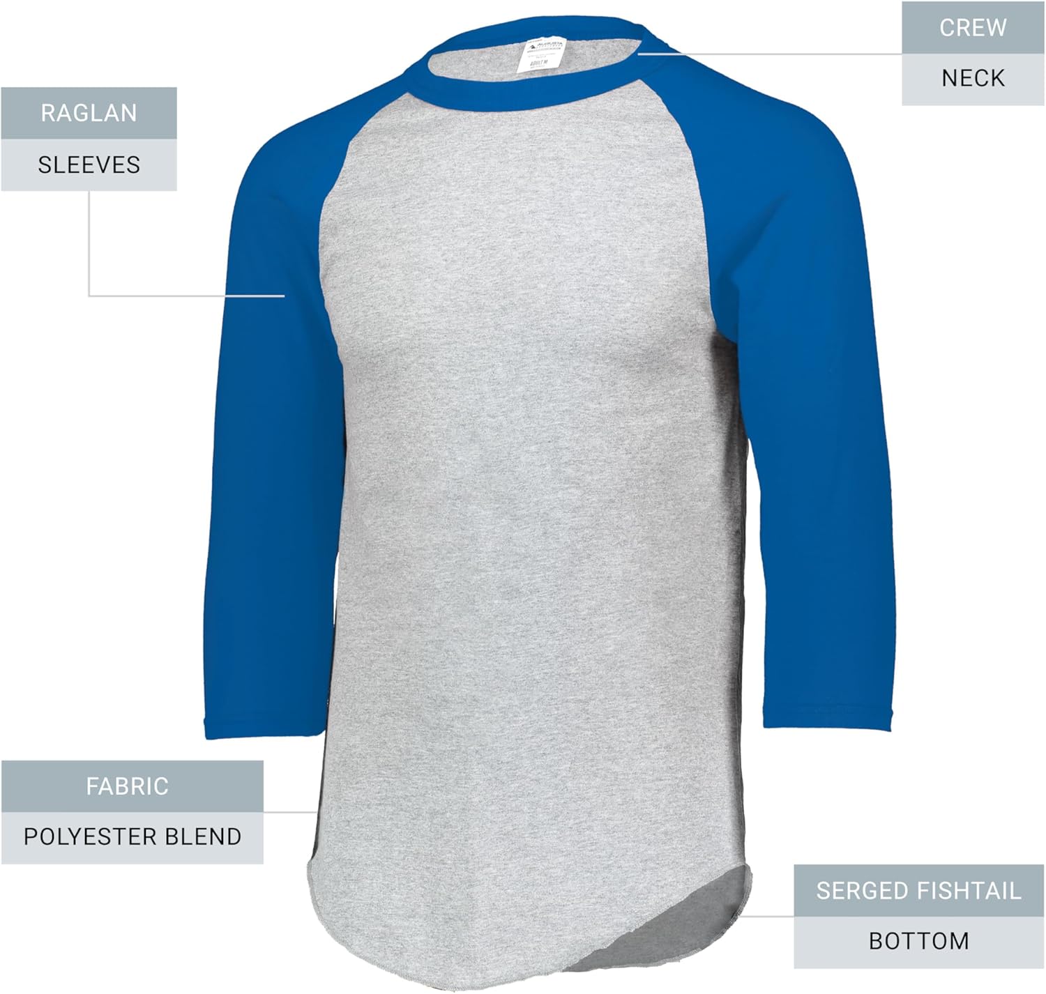 Augusta Sportswear Baseball Jersey 2.0, Athletic Heather/Royal, 3XL - Image 4