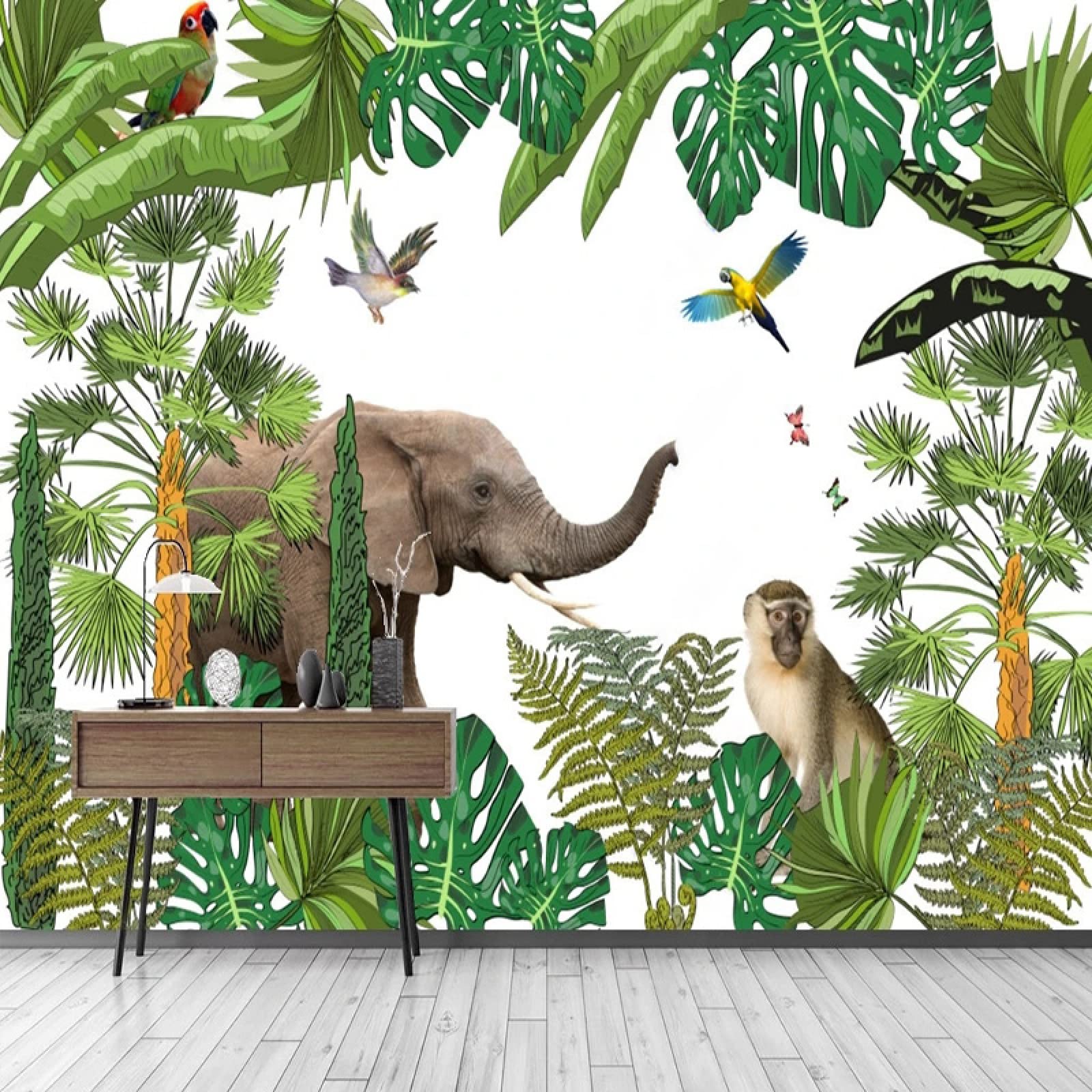 Papier Peint Rétro Éléphant panoramique 400X280cm à haute définition