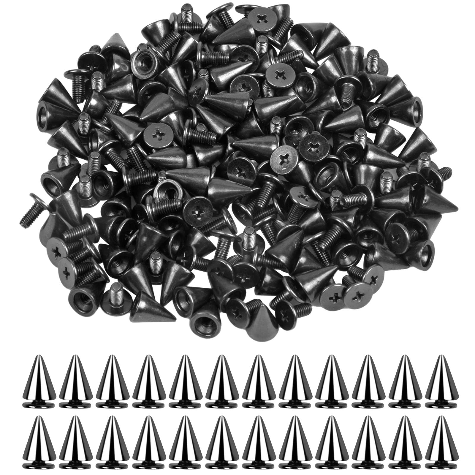 100 Set Silver Bullet Spike Cone Studs Rivetti Flatback Punk Rock Trim Bead Craft Abbigliamento DIY per Borse & Scarpe Abbellimento, DIY Craft Purse Piedi Spike