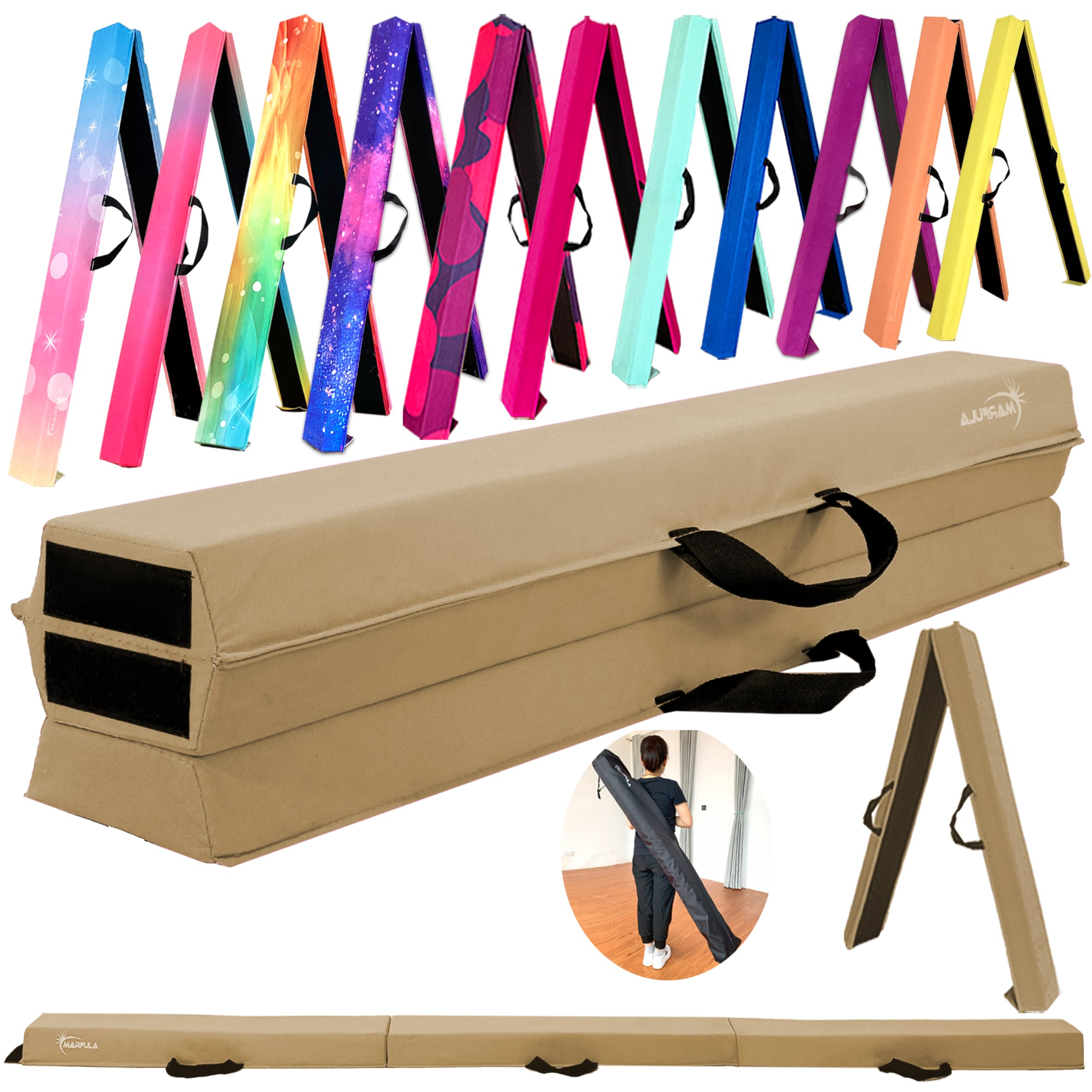 Marfula 6 FT / 8 FT / 9 FT Folding Gymnastics Beam Foam Balance Floor Beam