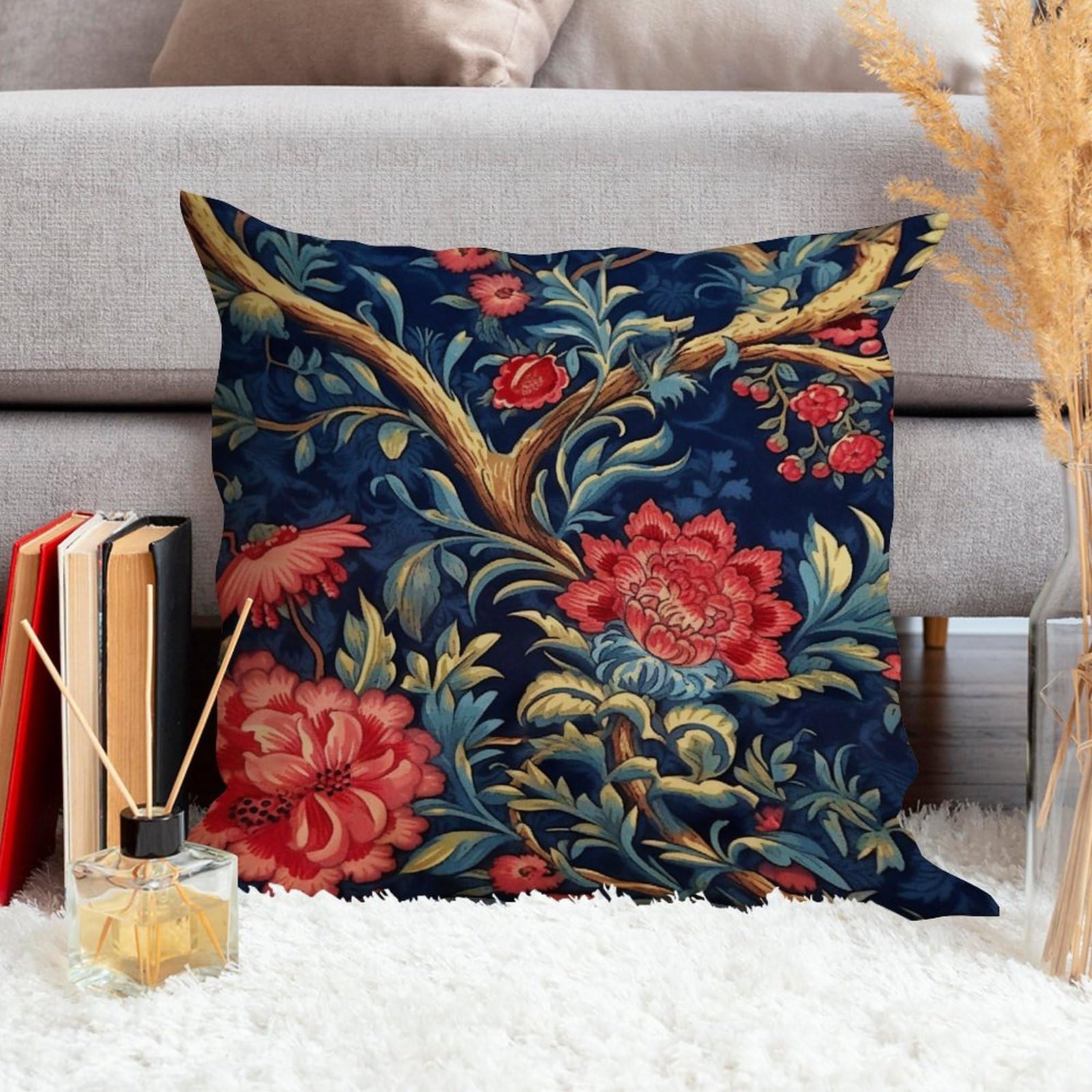 Amazon.com: ArogGeld Chinoiserie Chic Cushion Cover Navy Blue and
