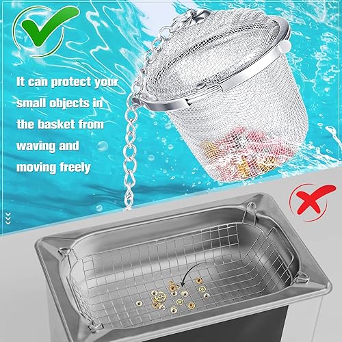 Miniatura 2 de 6 cestas limpiadoras de joyas a granel de acero inoxidable para vaporizador ultrasónico de joyas, piezas pequeñas y solución de limpieza con