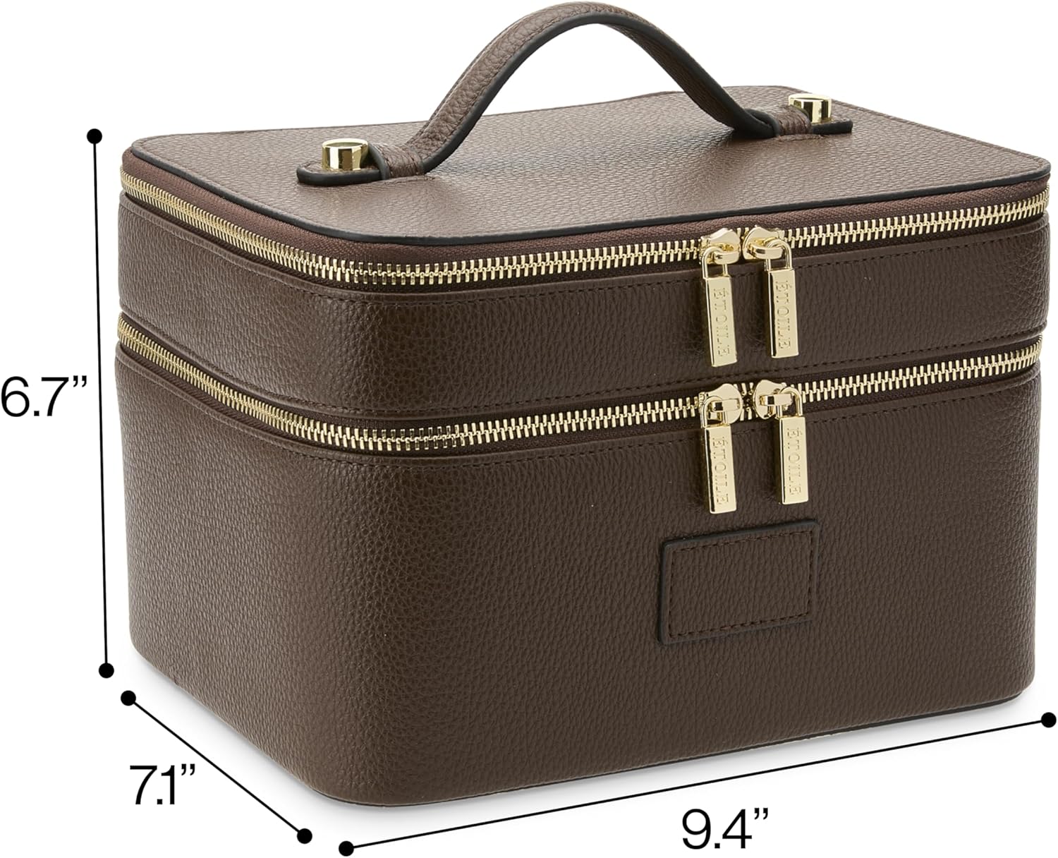 ETOILE - Duo Vanity Case Espresso - Large Functional Travel Makeup Bag Organizer with Removable Divider & Mirror