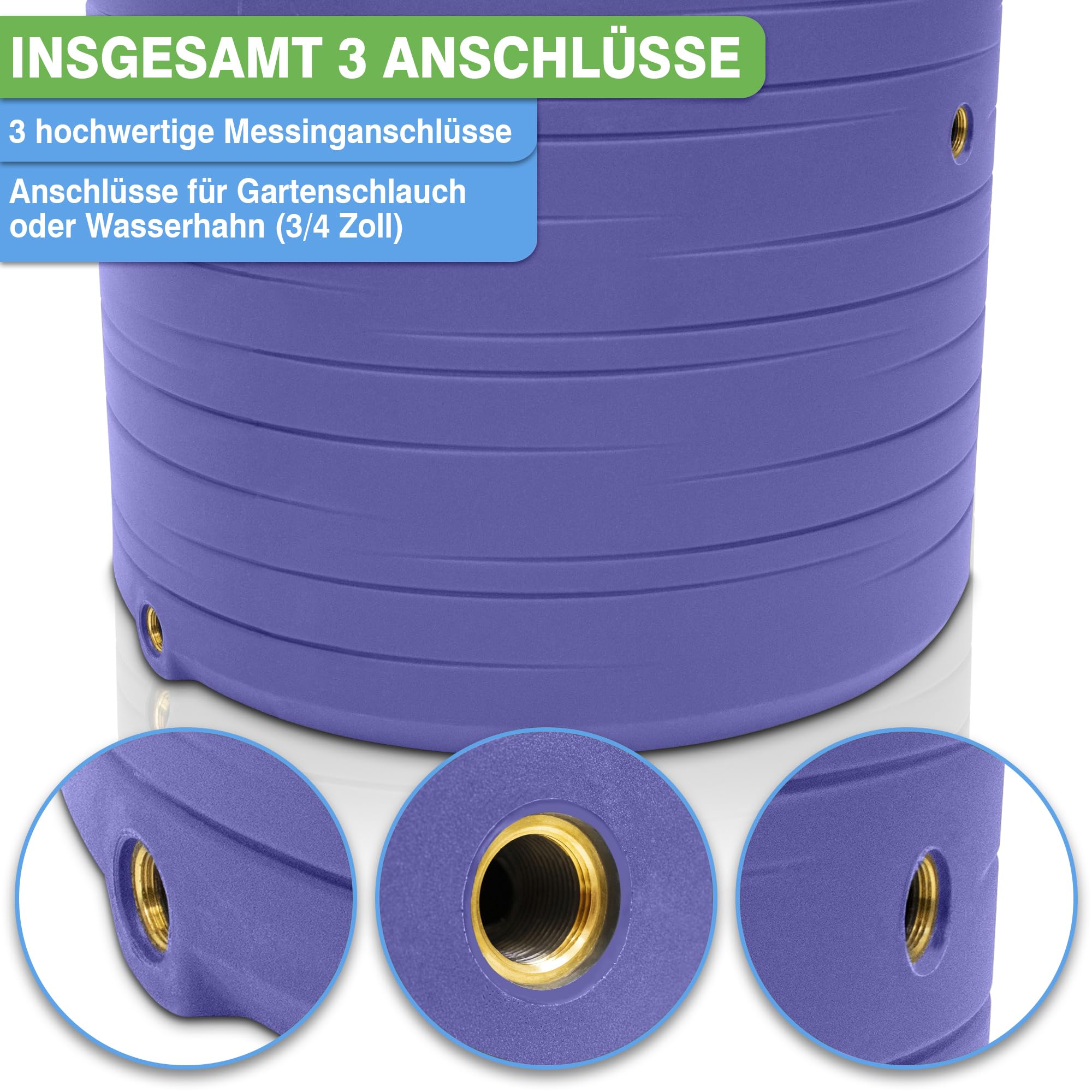 YourCasa PureRain - Depósito de agua de lluvia (280 L, rosca de metal y tapa), color morado