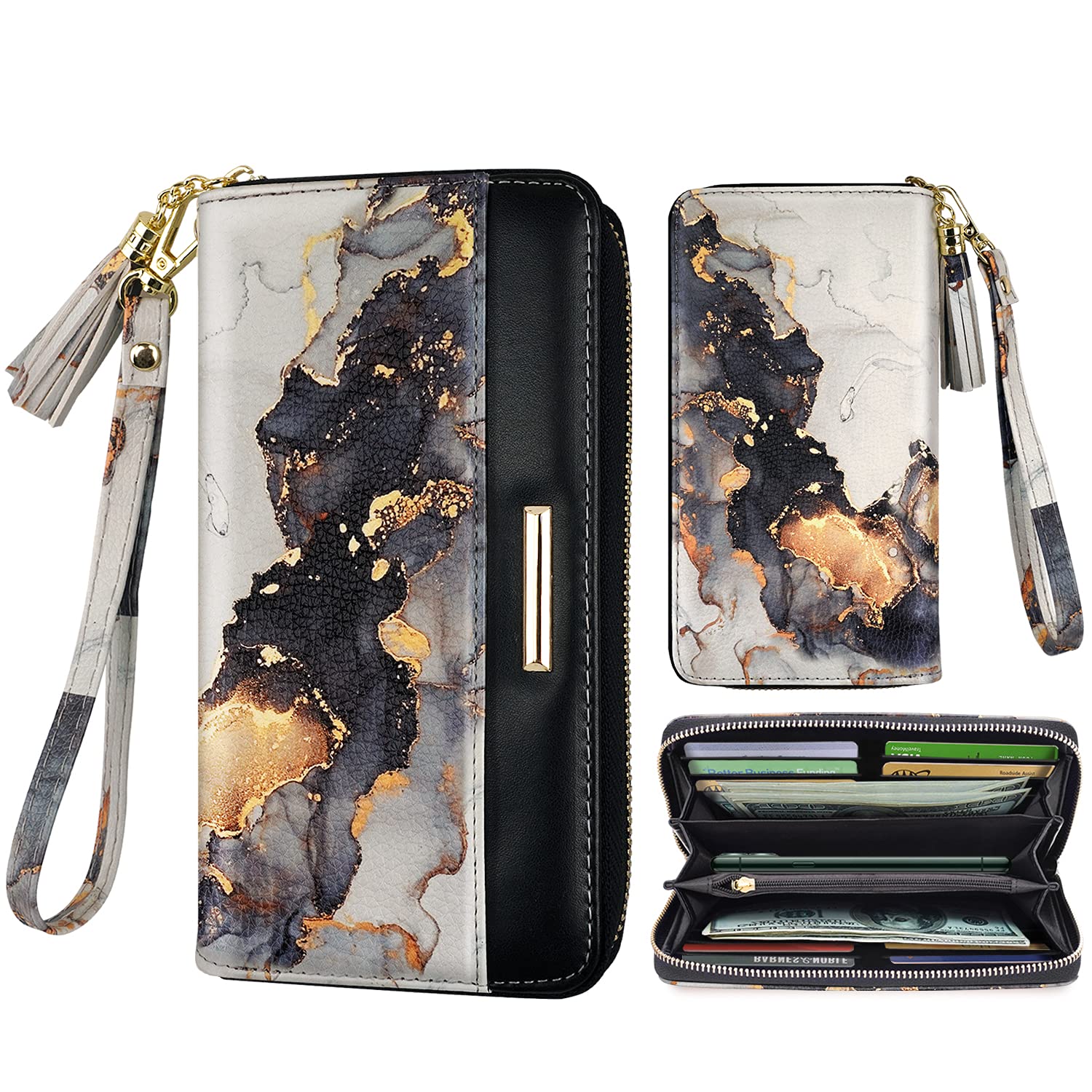 Coco Rossi Wallet for Women RFID Blocking Zipper Around Credit Card Holder