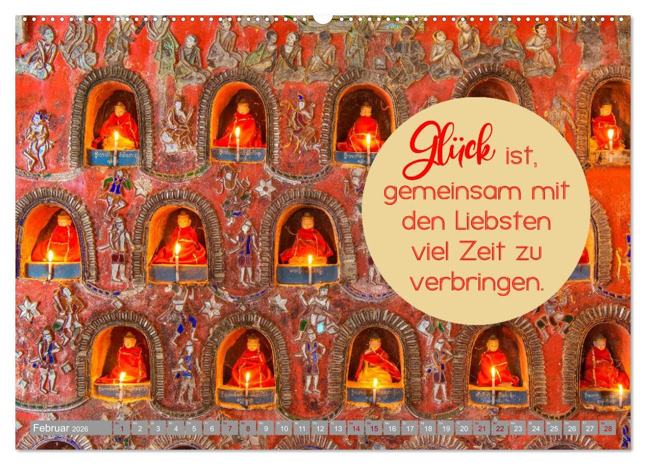 ACHTSAMKEIT - Wege des Glücks (hochwertiger Premium Wandkalender 2026 DIN A2 quer), Kunstdruck in Hochglanz: Ratgeber für ein achtsames Leben (CALVENDO Glaube)